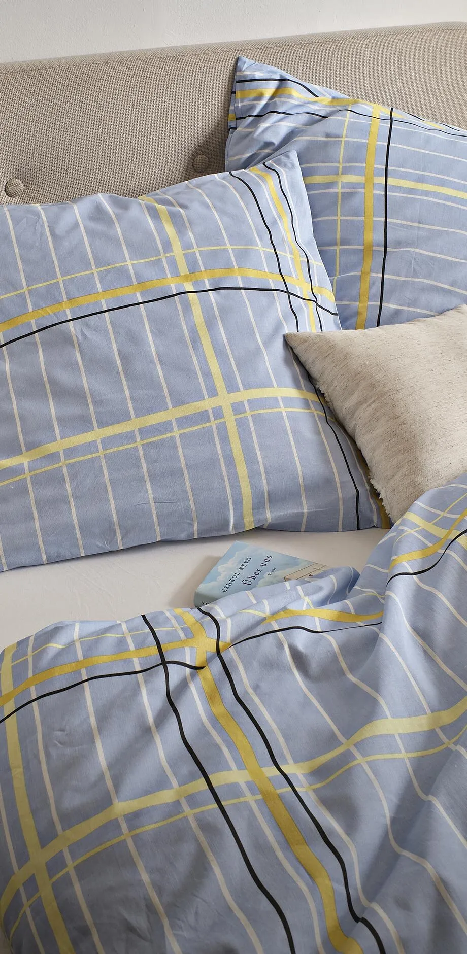 Geruit dekbedovertrek.