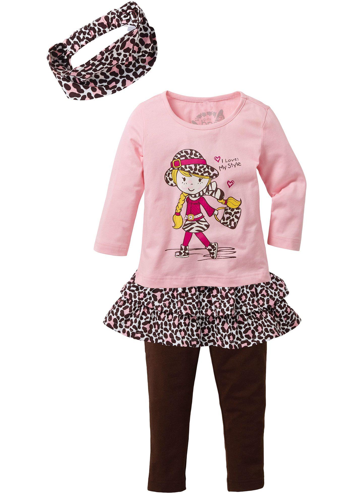 Meisjes shirt, rok, legging en haarband (4-dlg. set)