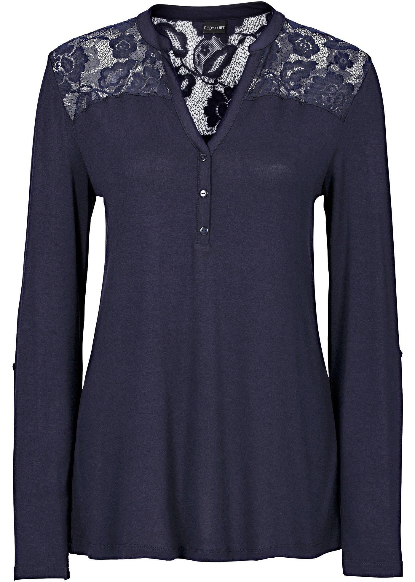 Henley shirt met kant