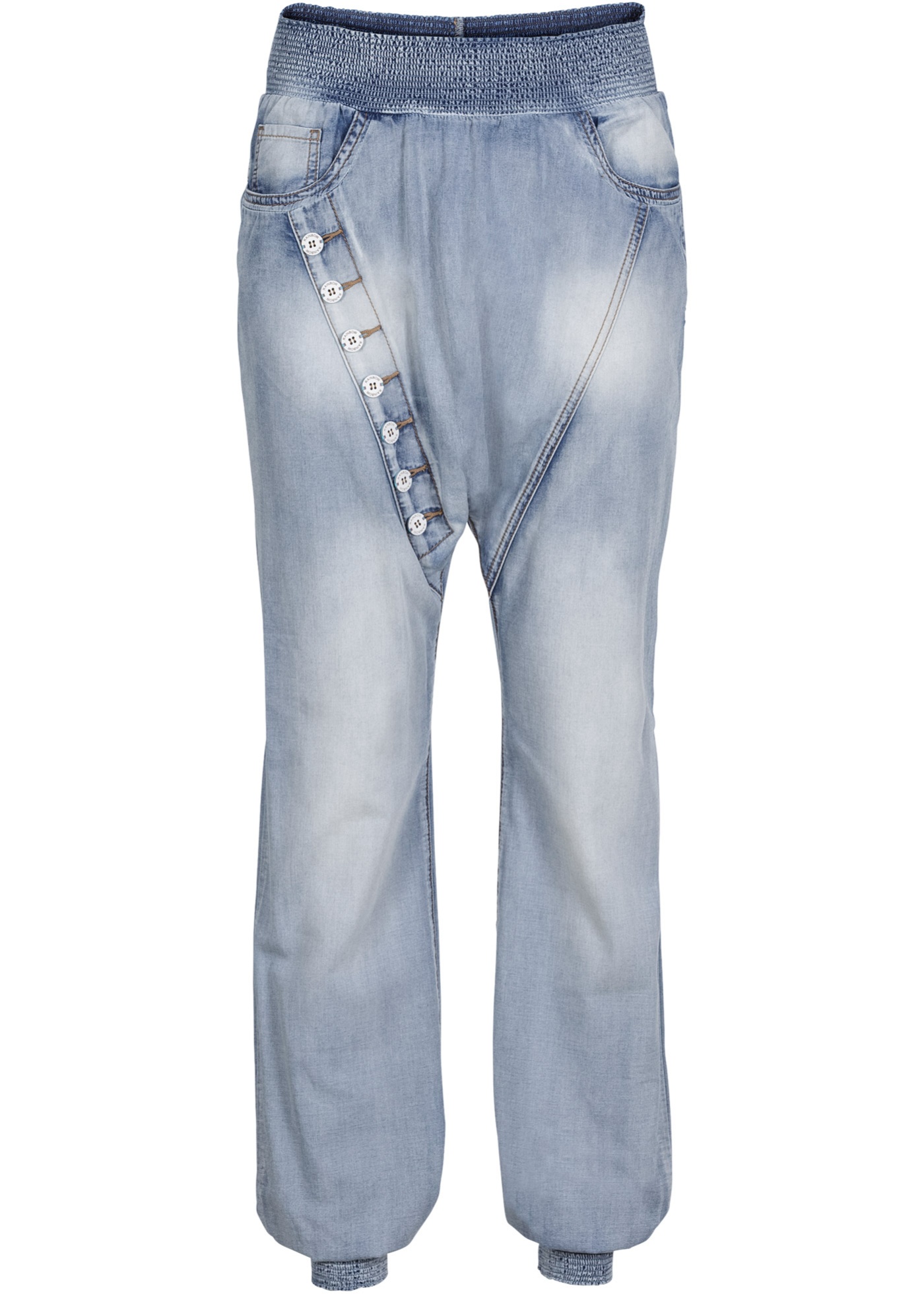 Baggy jeans van TENCEL™ lyocell met intense wassing