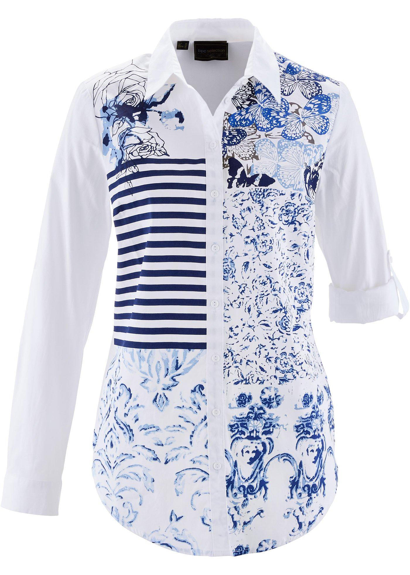 Blouse met patchworkprint