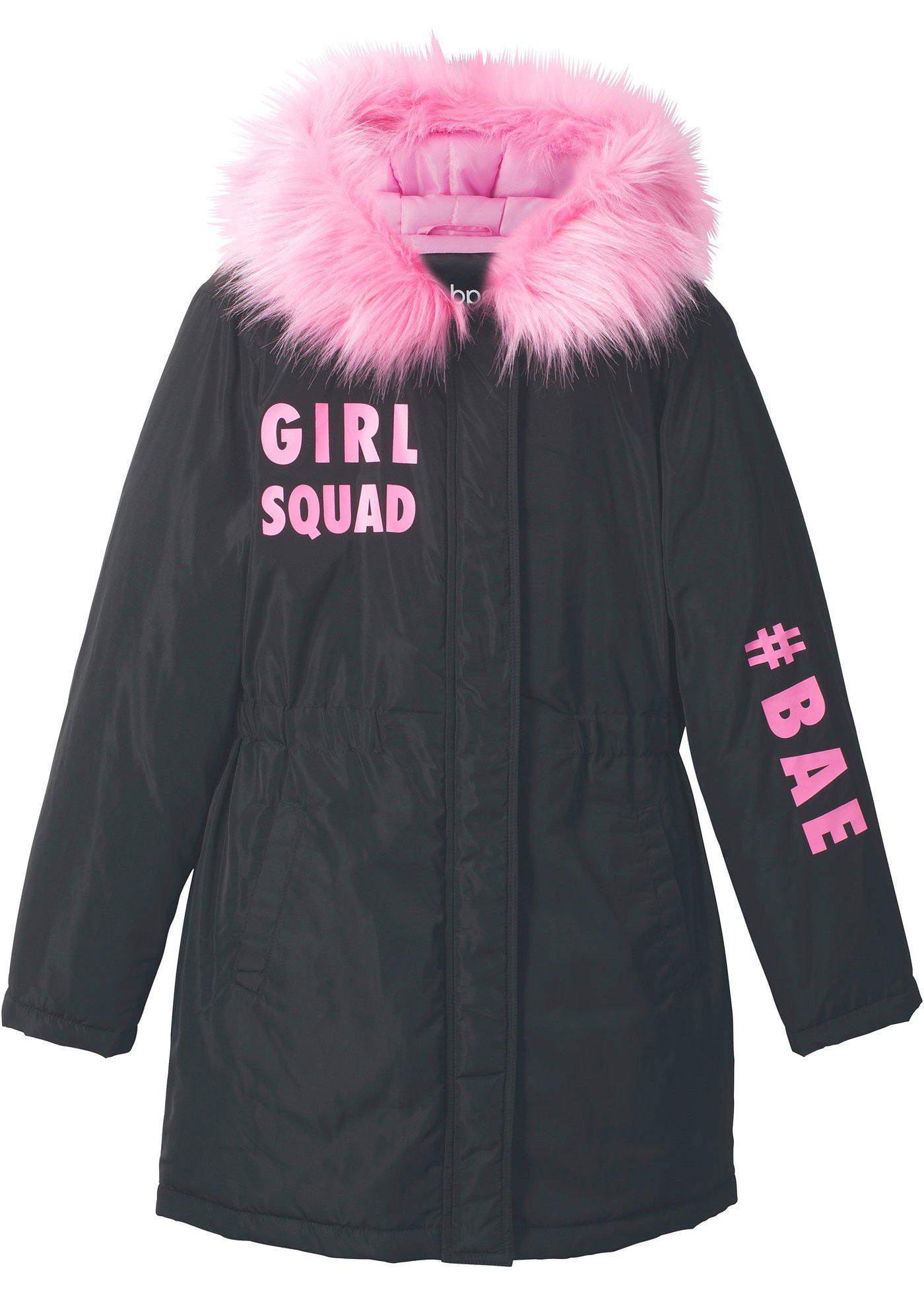 Meisjes parka met statement print