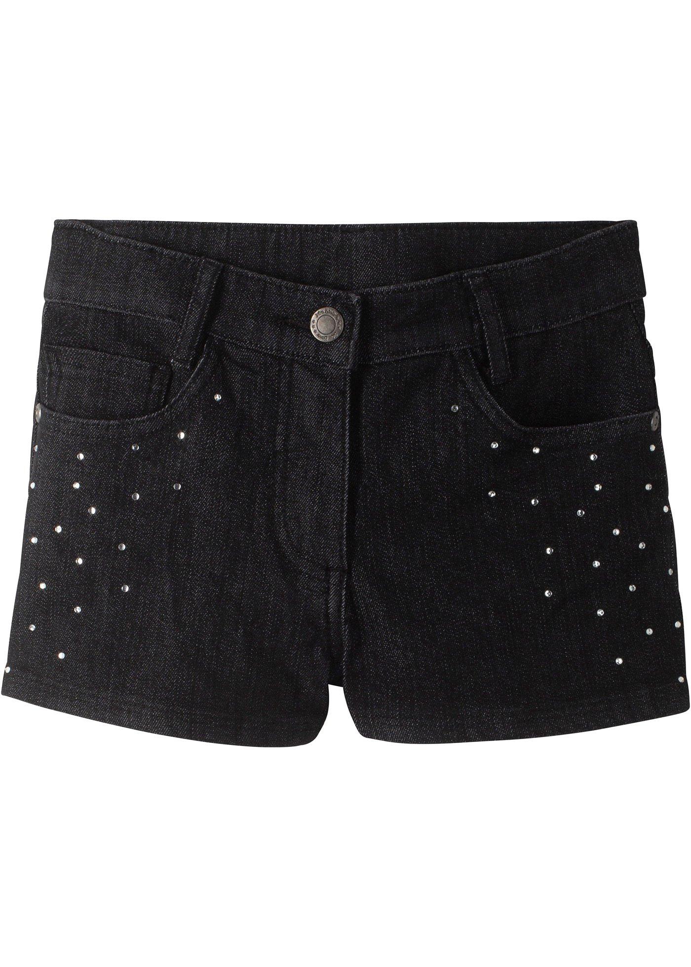 Jeans short met glittersteentjes