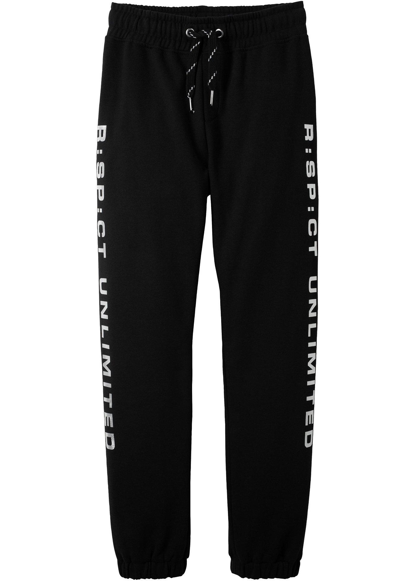 Jongens sweatpants met zilveren print, slim fit