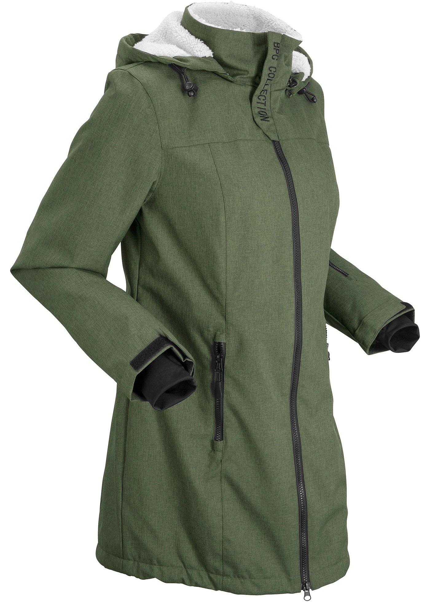 Waterdichte, lange outdoor jas met teddyfleece