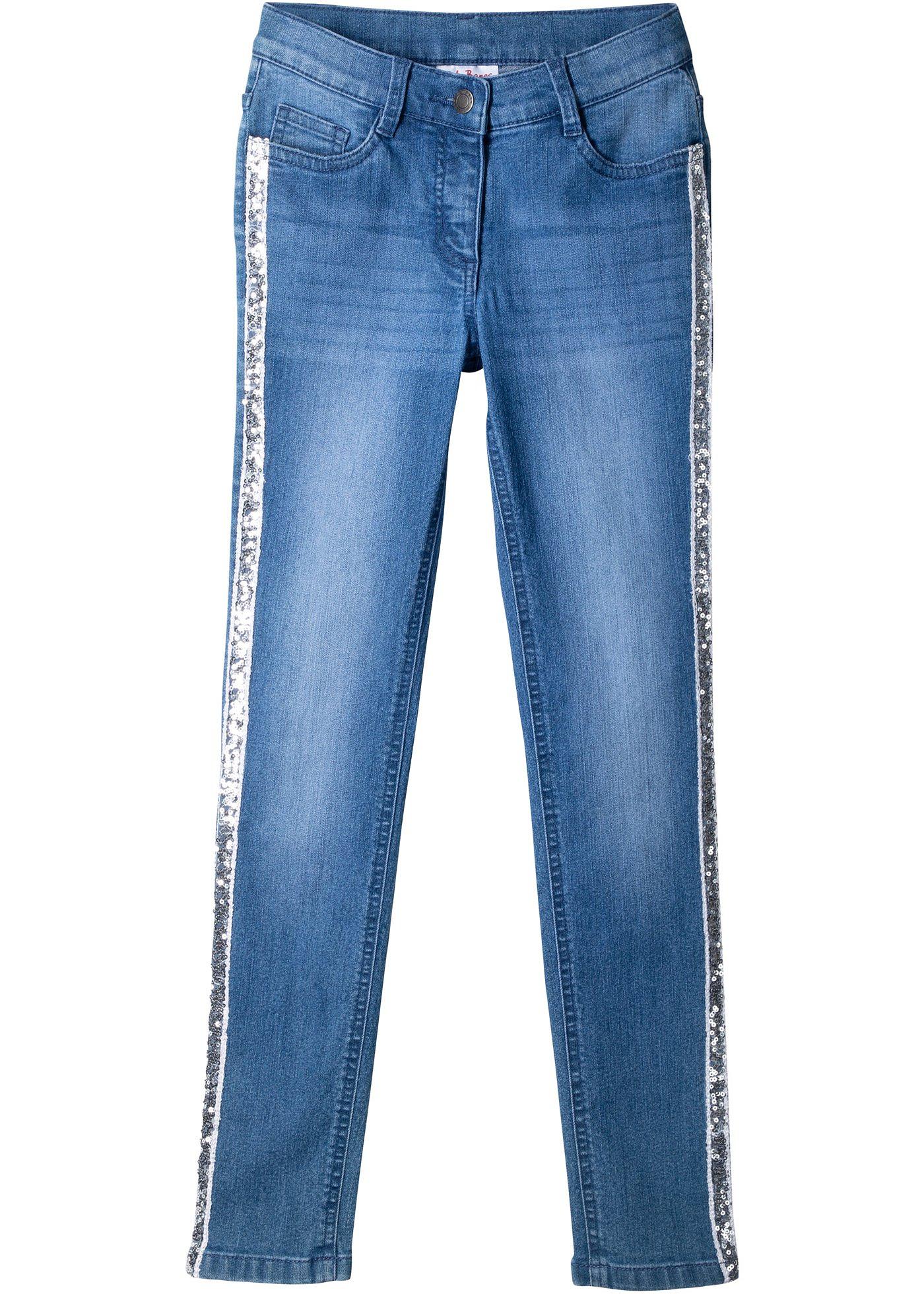 Meisjes skinny jeans met tapes opzij