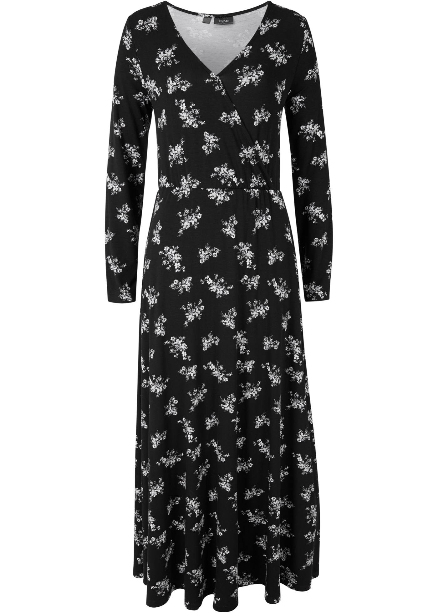 Gedessineerde maxi jurk van viscose, lange mouw