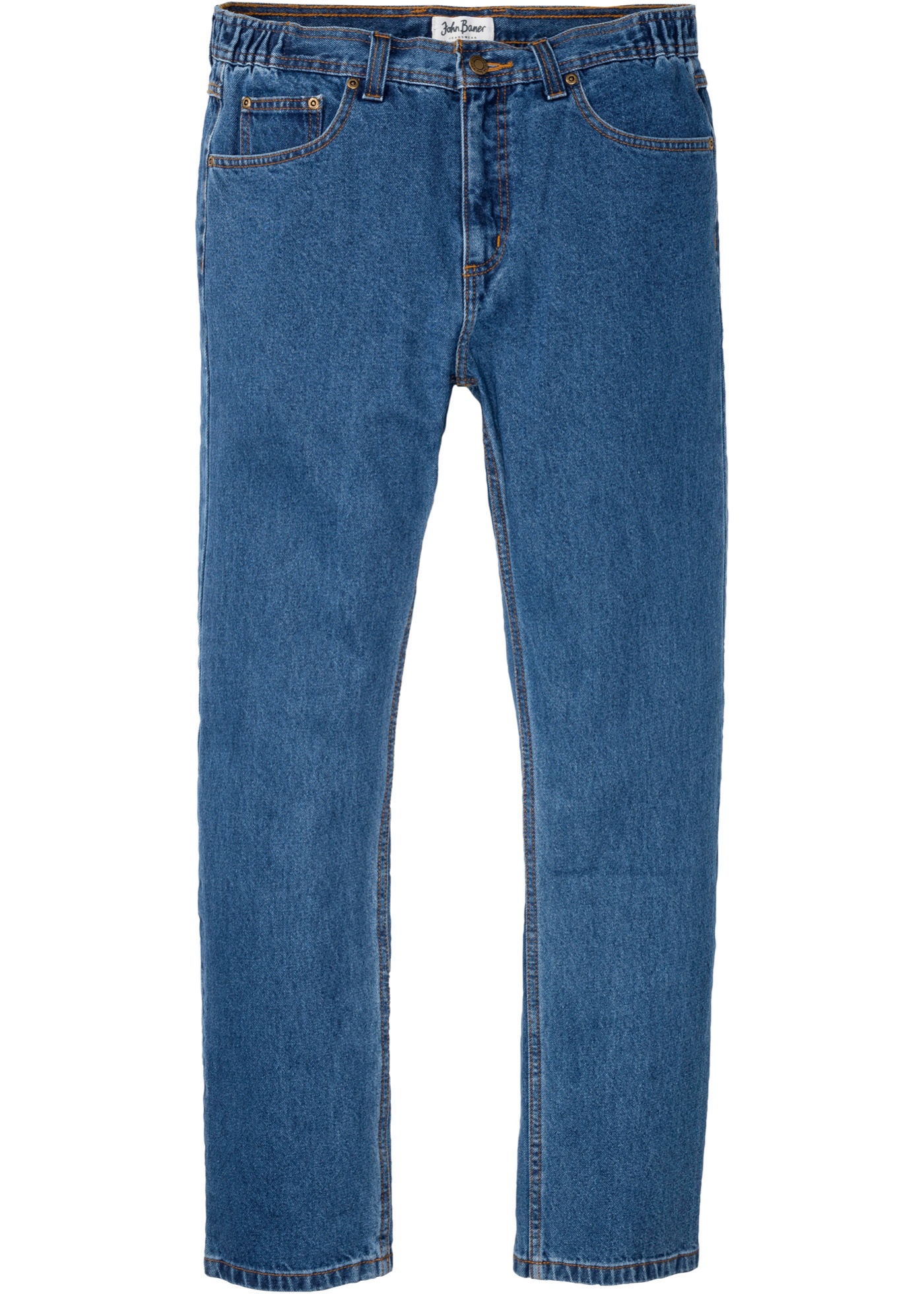 Classic fit jeans met deels elastische band, straight