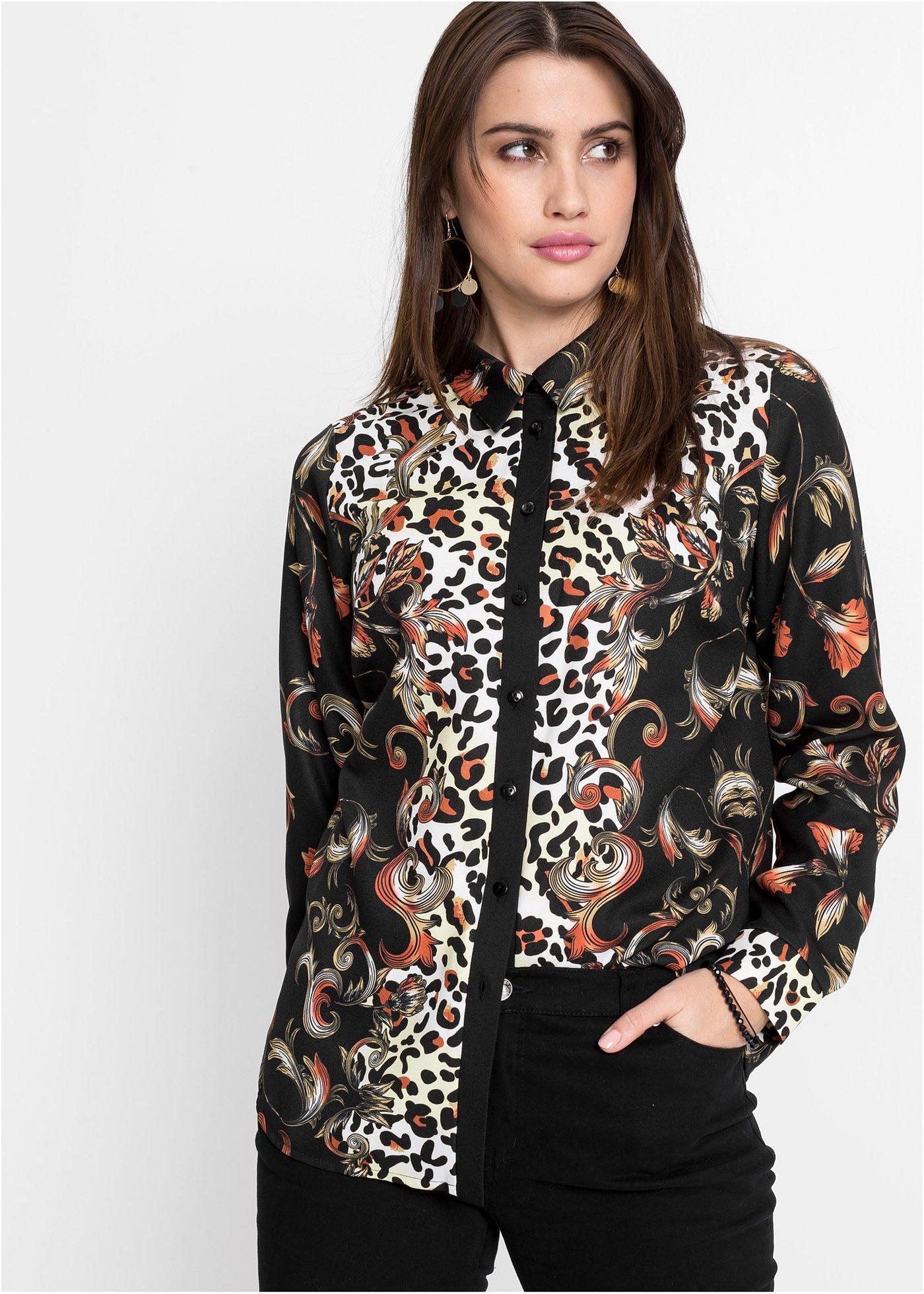 Blouse met print, lange mouw Blouse met print, lange mouw