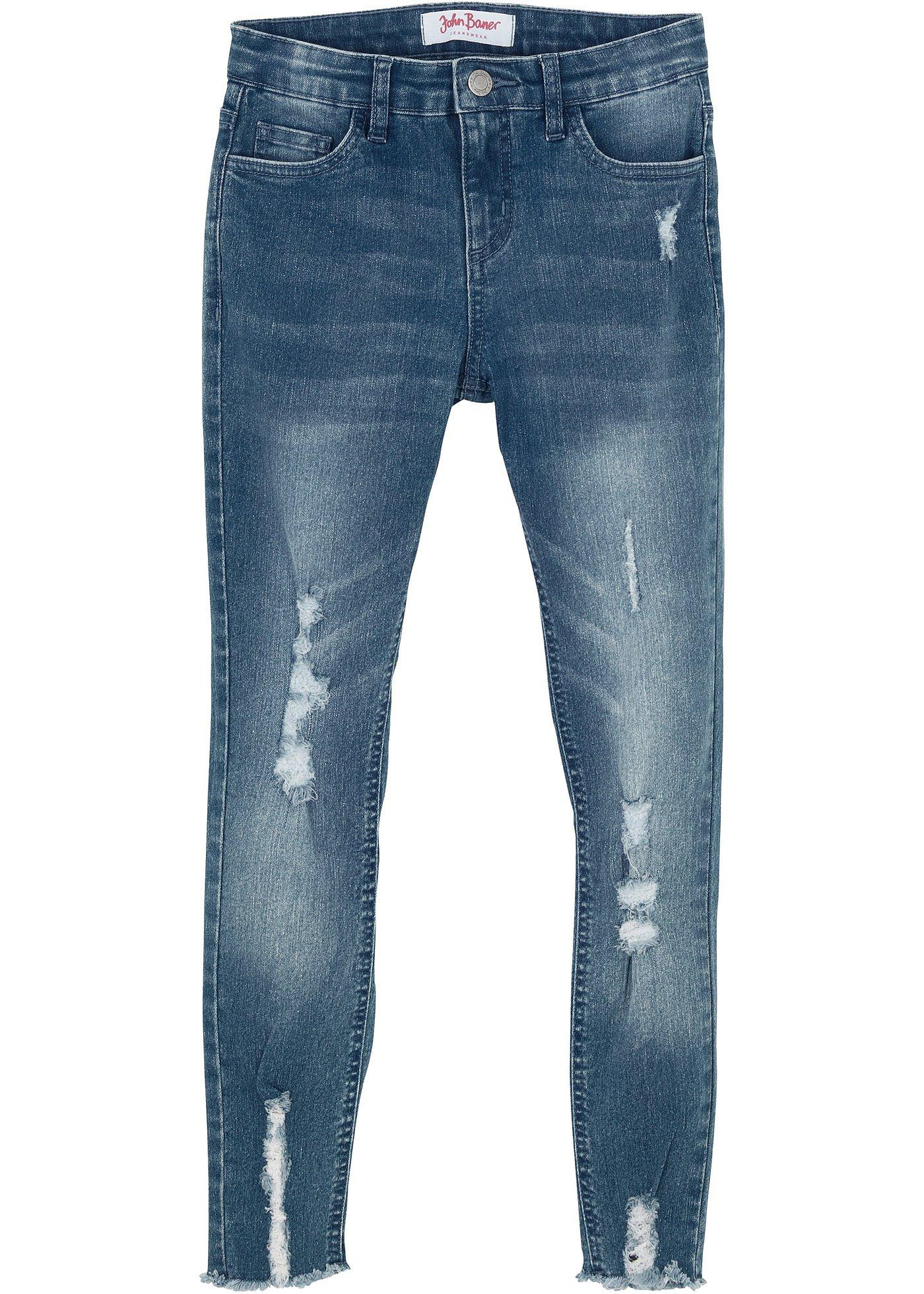 Meisjes skinny jeans met used effect