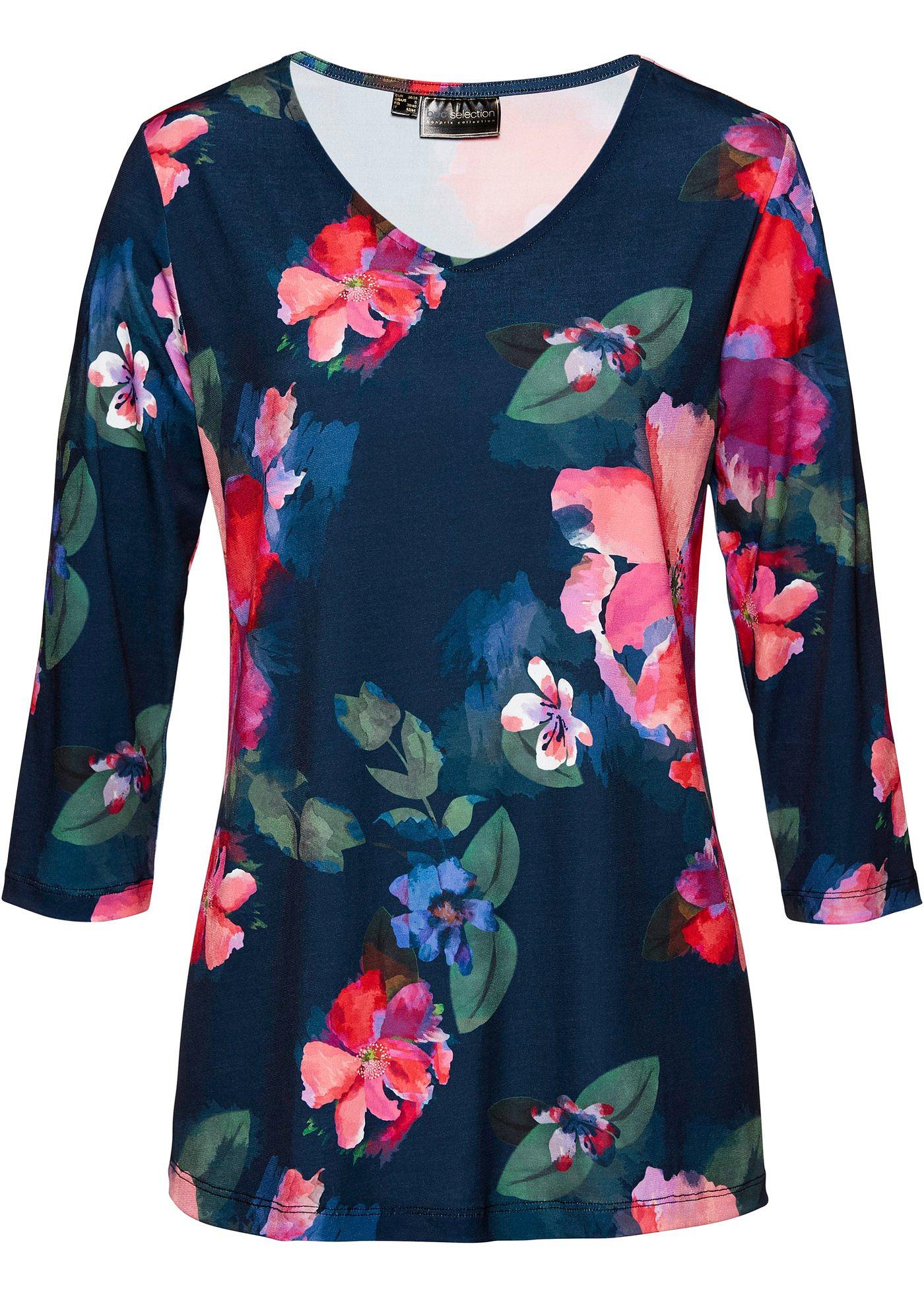 Shirt met 3/4 mouw en bloemenprint