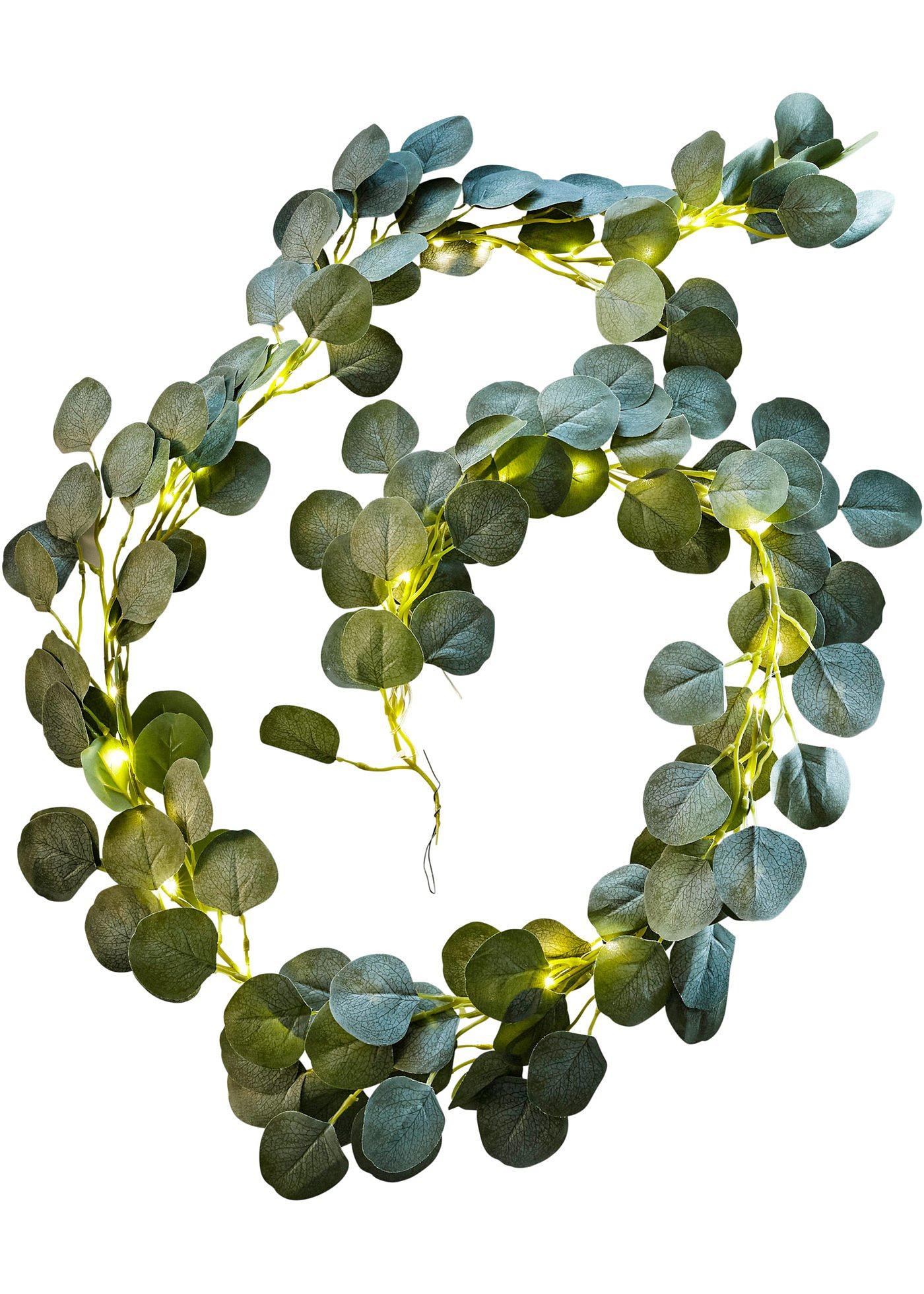 LED kunstbloemen slinger met eucalyptusbladeren