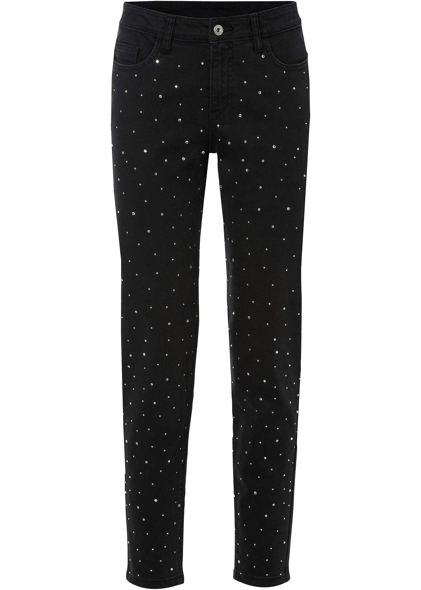 Stretch broek met glittersteentjes