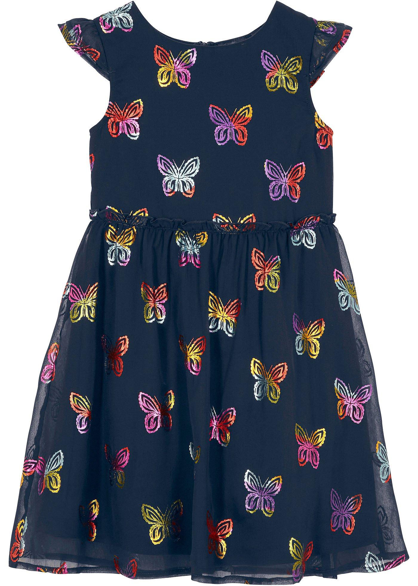 Meisjes feestelijke chiffon jurk met vlinderprint