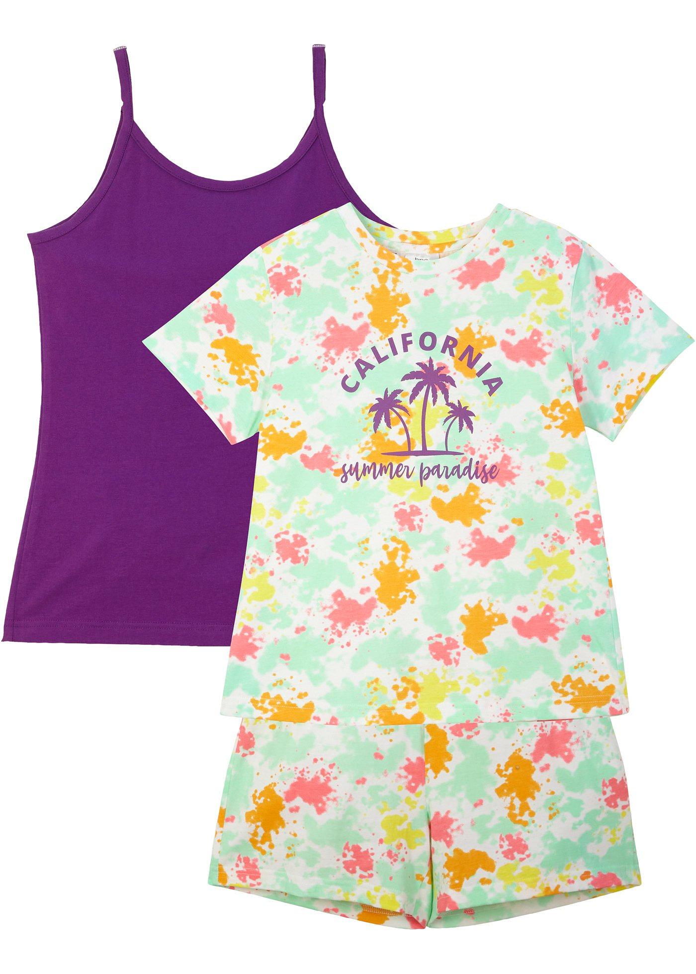 Meisjes top, T-shirt en short (3-dlg. set)