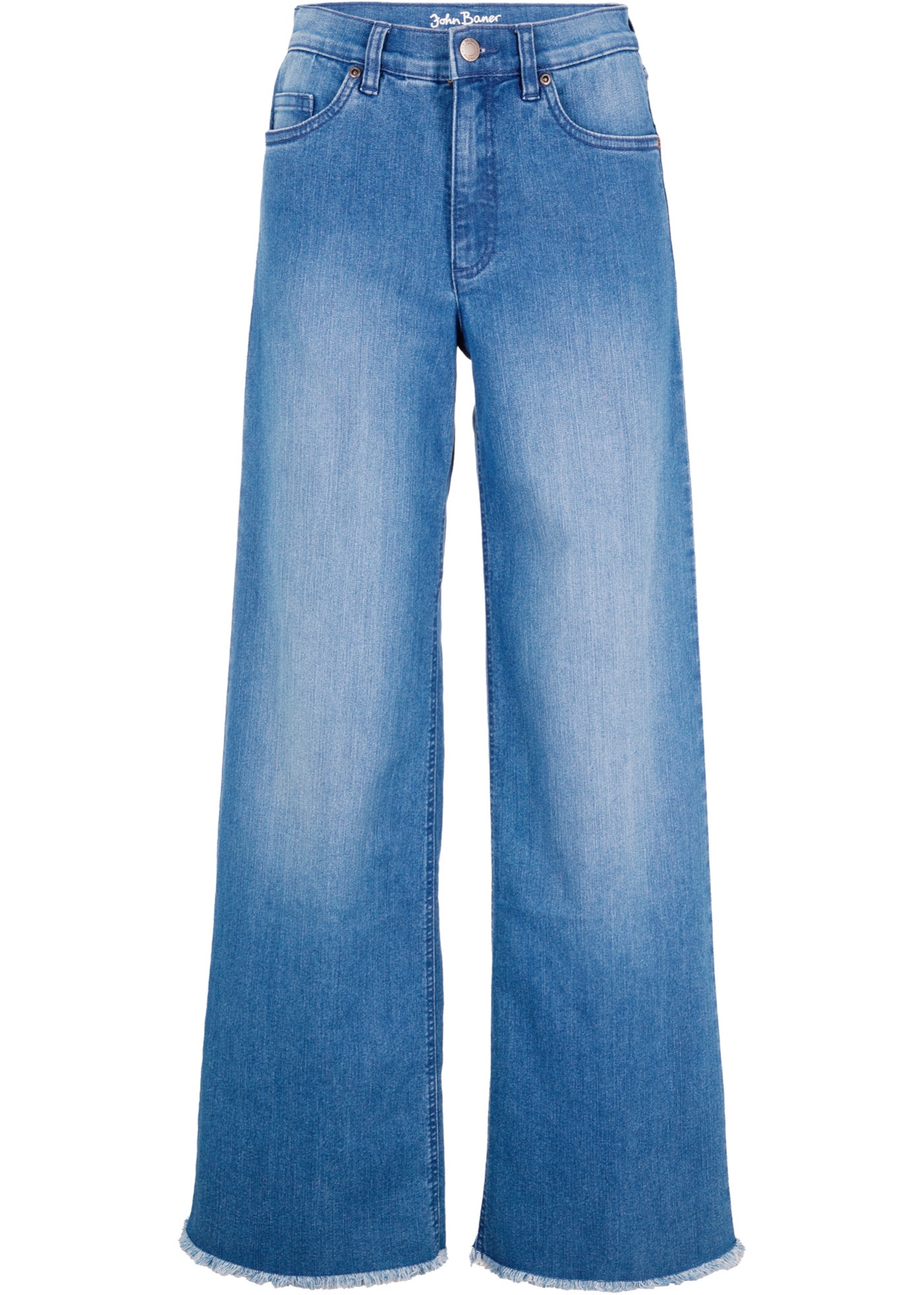 Loose fit stretch jeans, straight, high