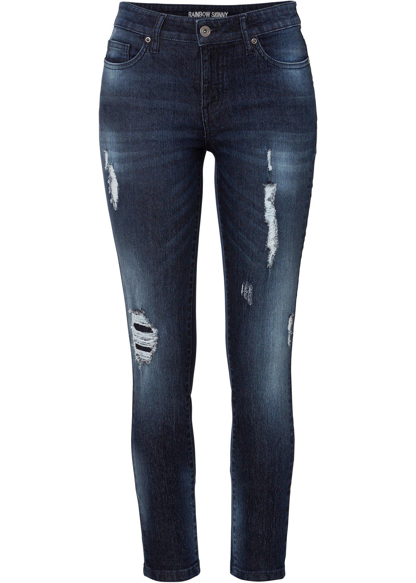 Skinny cropped jeans met destroyed details