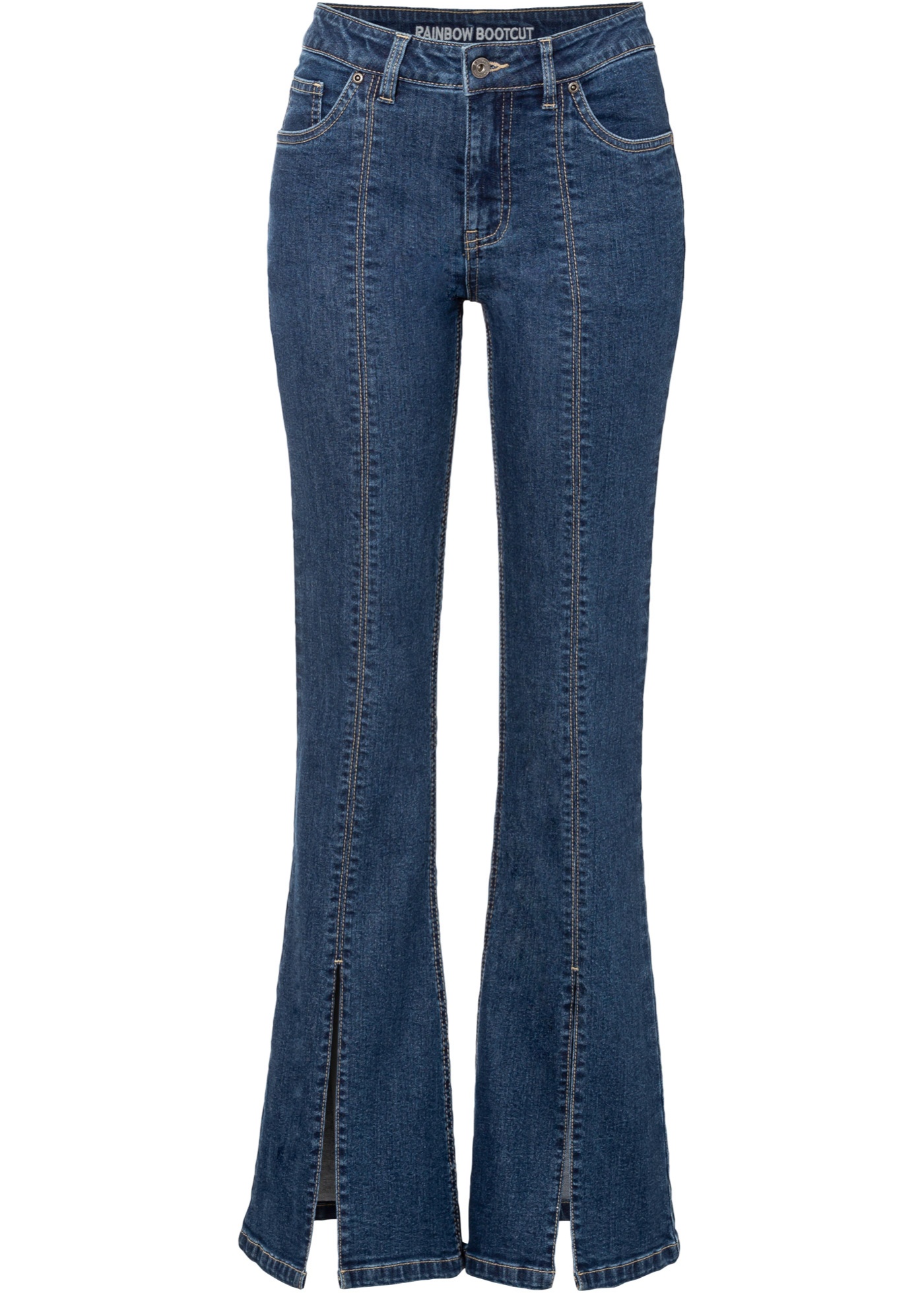 Bootcut jeans met splitten en biologisch katoen