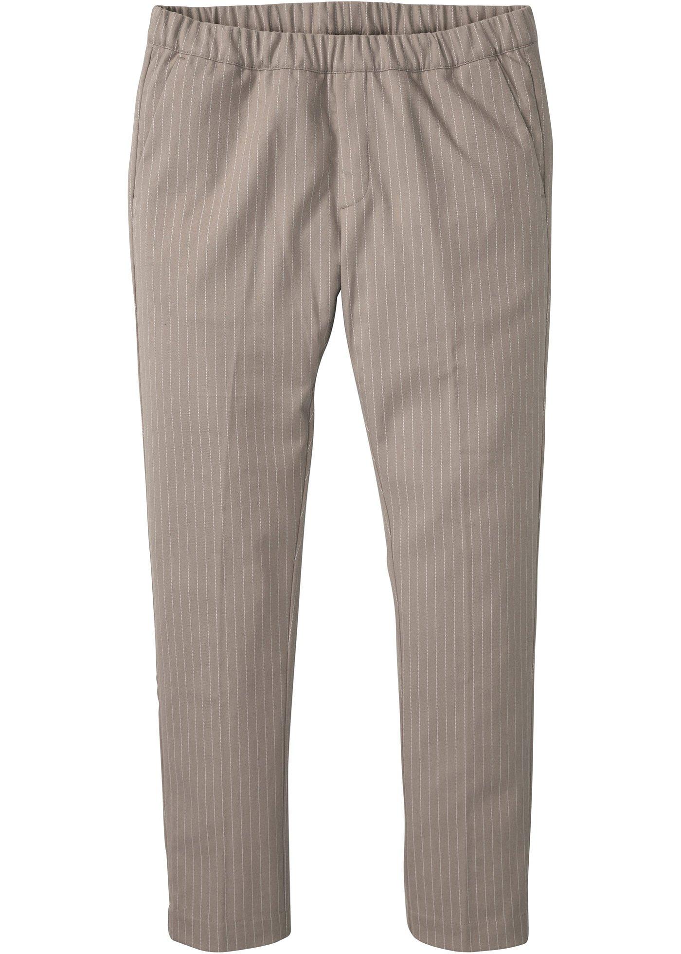 Regular fit chino instapbroek met gerecycled polyester en krijtstrepen, tapered