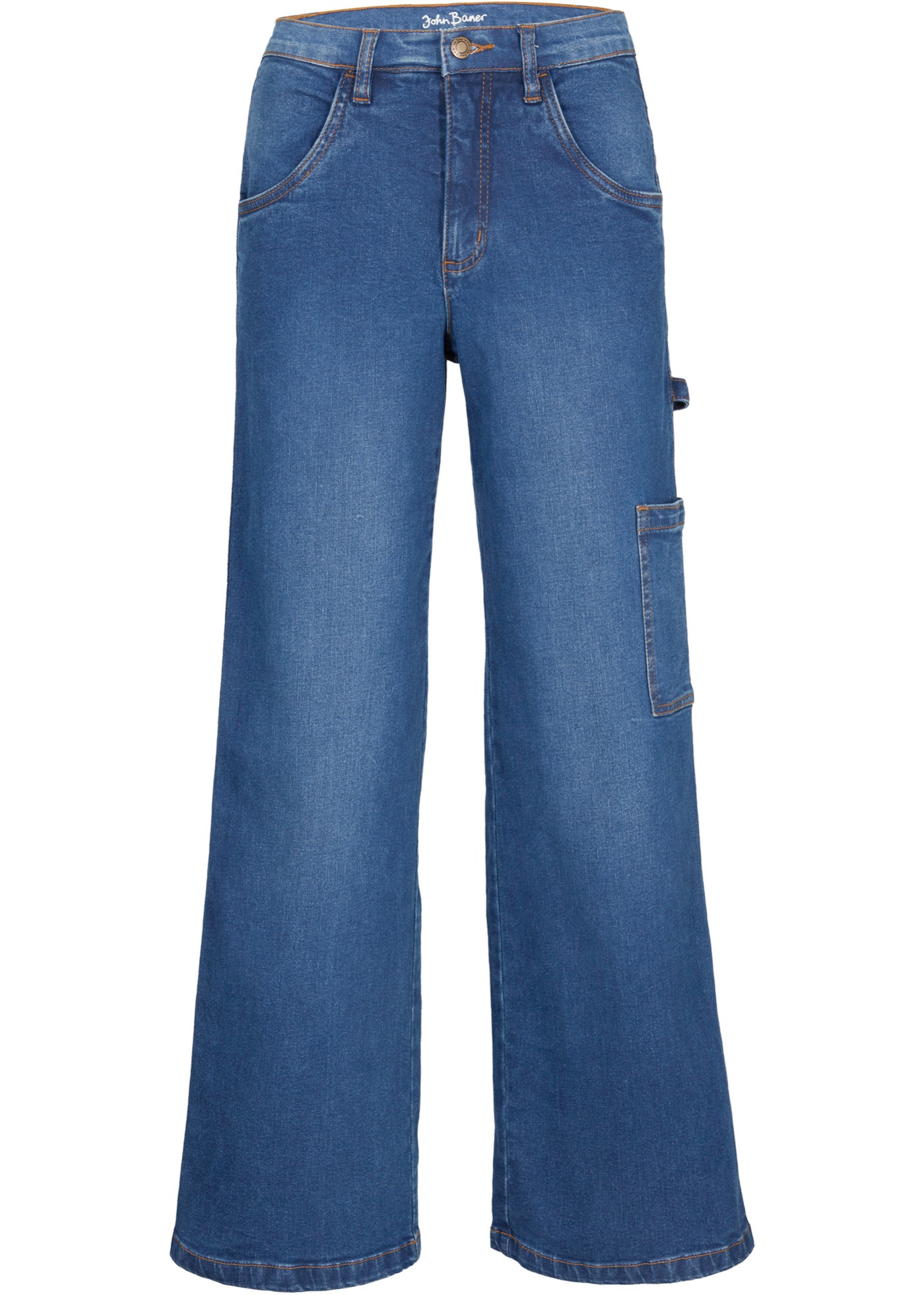 Stretch jeans, worker jeans, wide, high rise