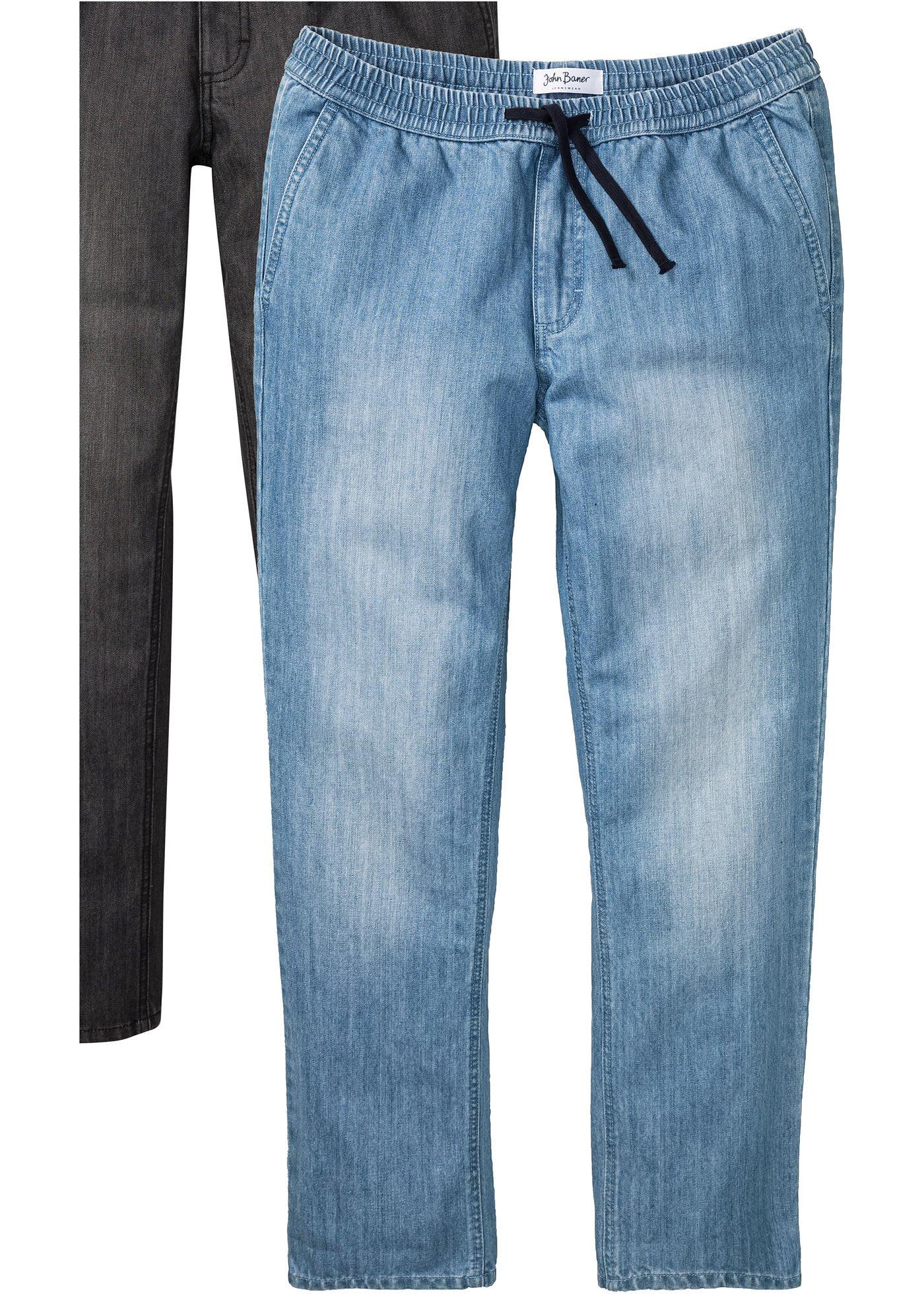 Regular fit jeans met elastische band, straight (set van 2)