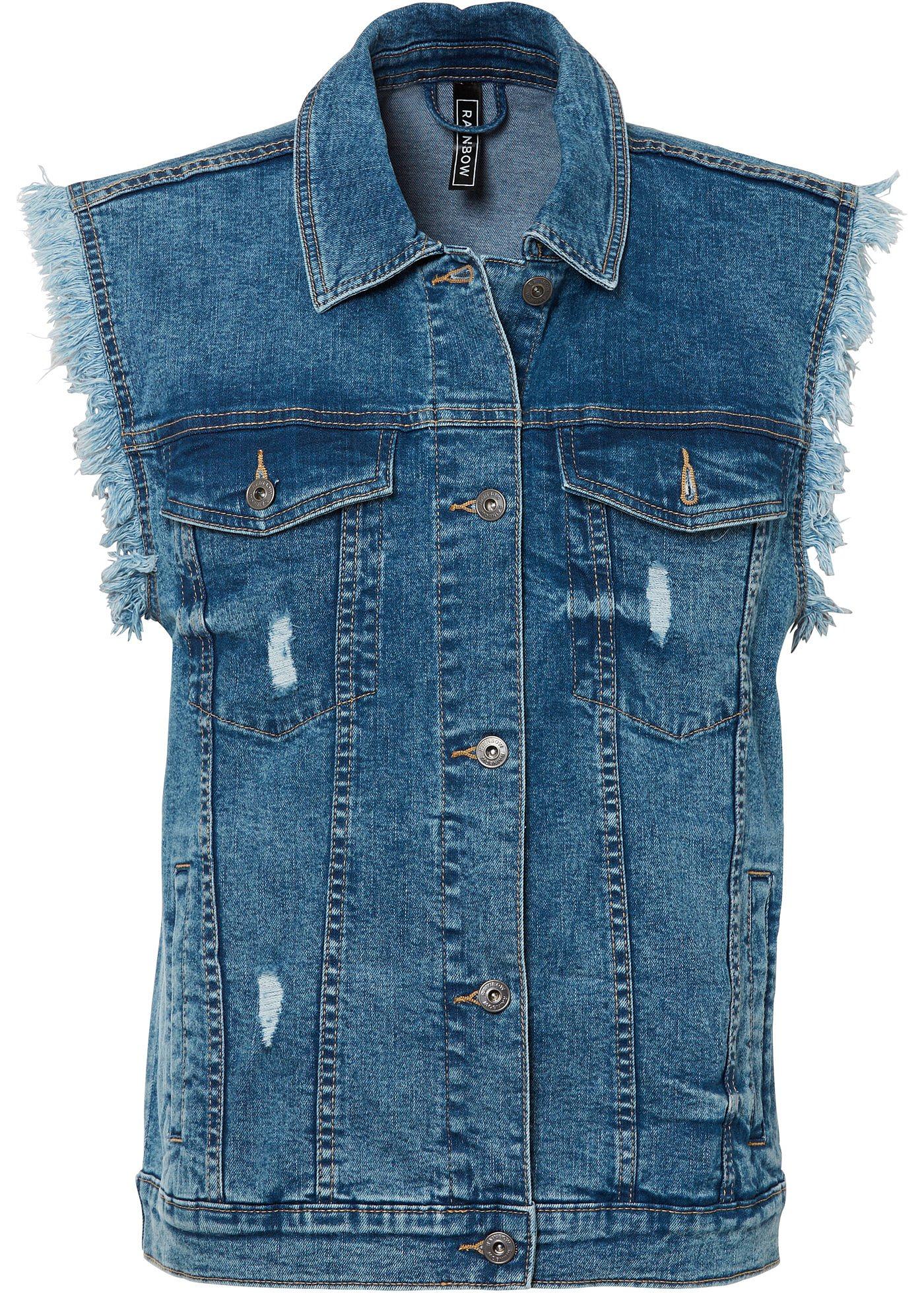 Jeans gilet met destroyed effecten