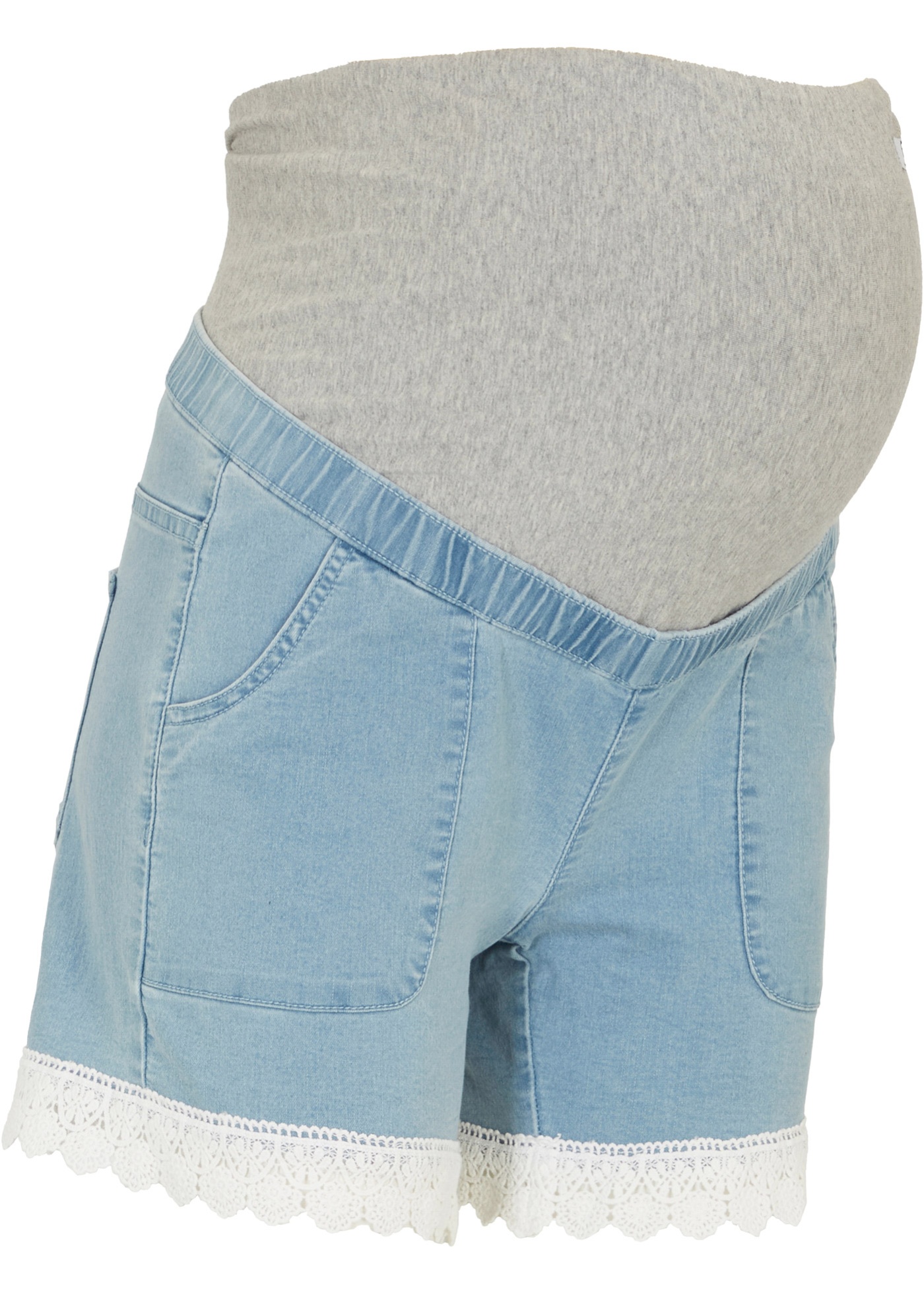 Zwangerschaps jeans short met kant