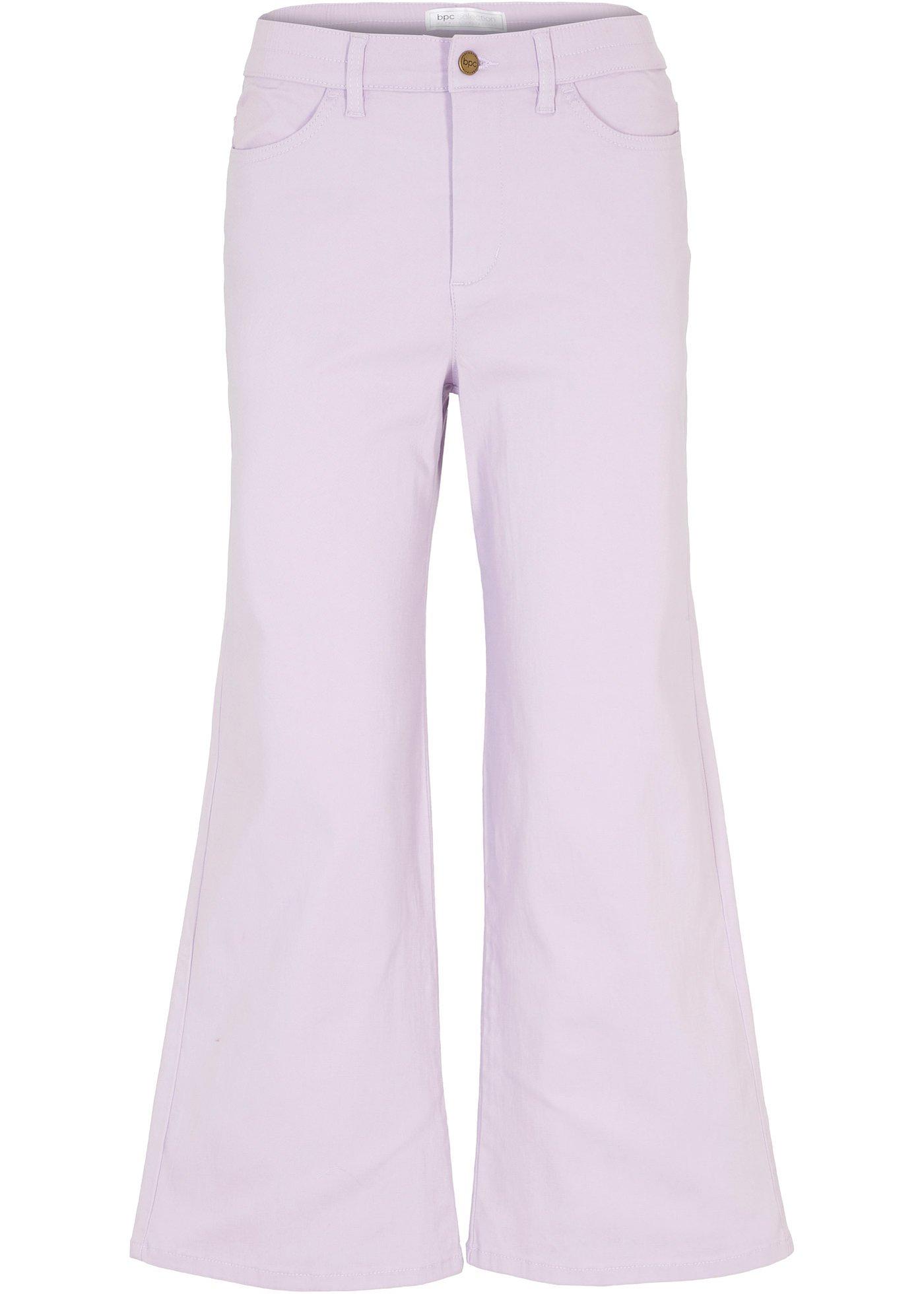 7/8 twill culotte met wijde pijpen en comfortband