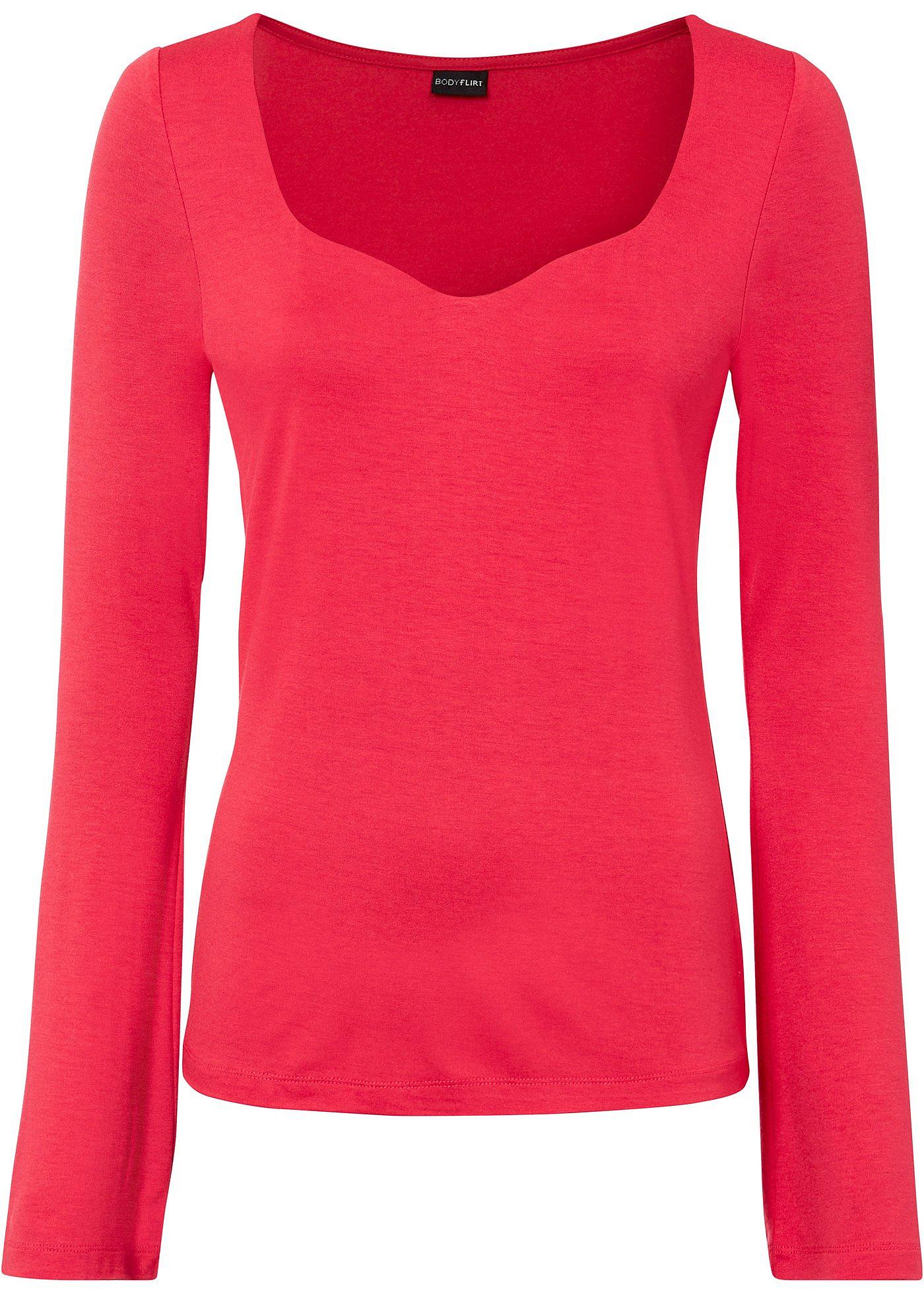 Longsleeve met hartvormige halslijn van viscose