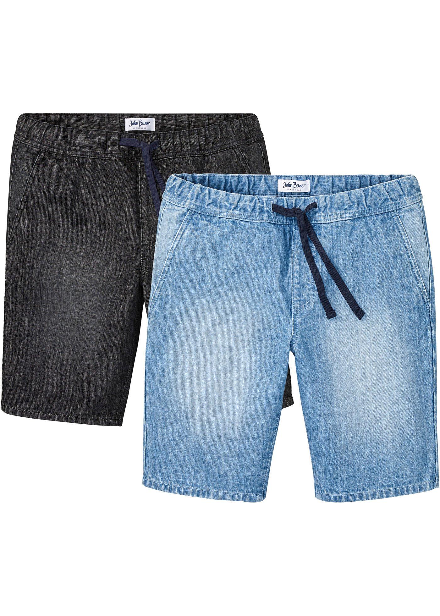 Regular fit jeans bermuda met elastische band (set van 2)