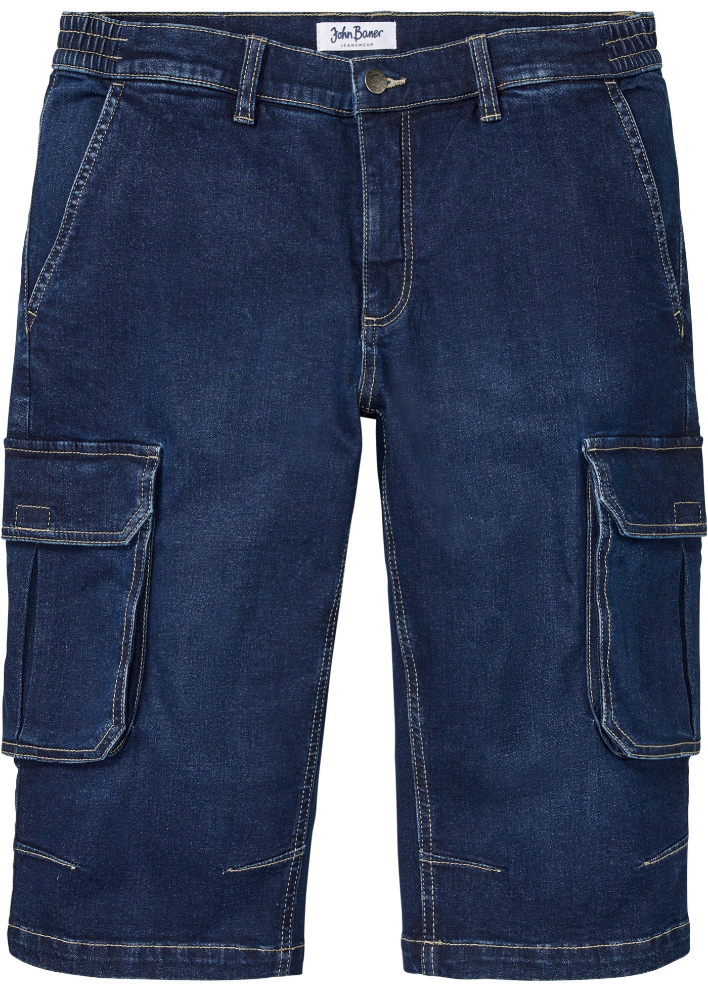 Lange stretch jeans bermuda met comfort fit, regular fit