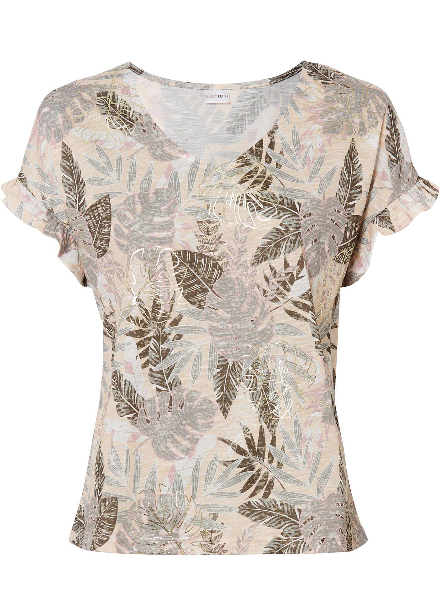 Shirt met glanzende print