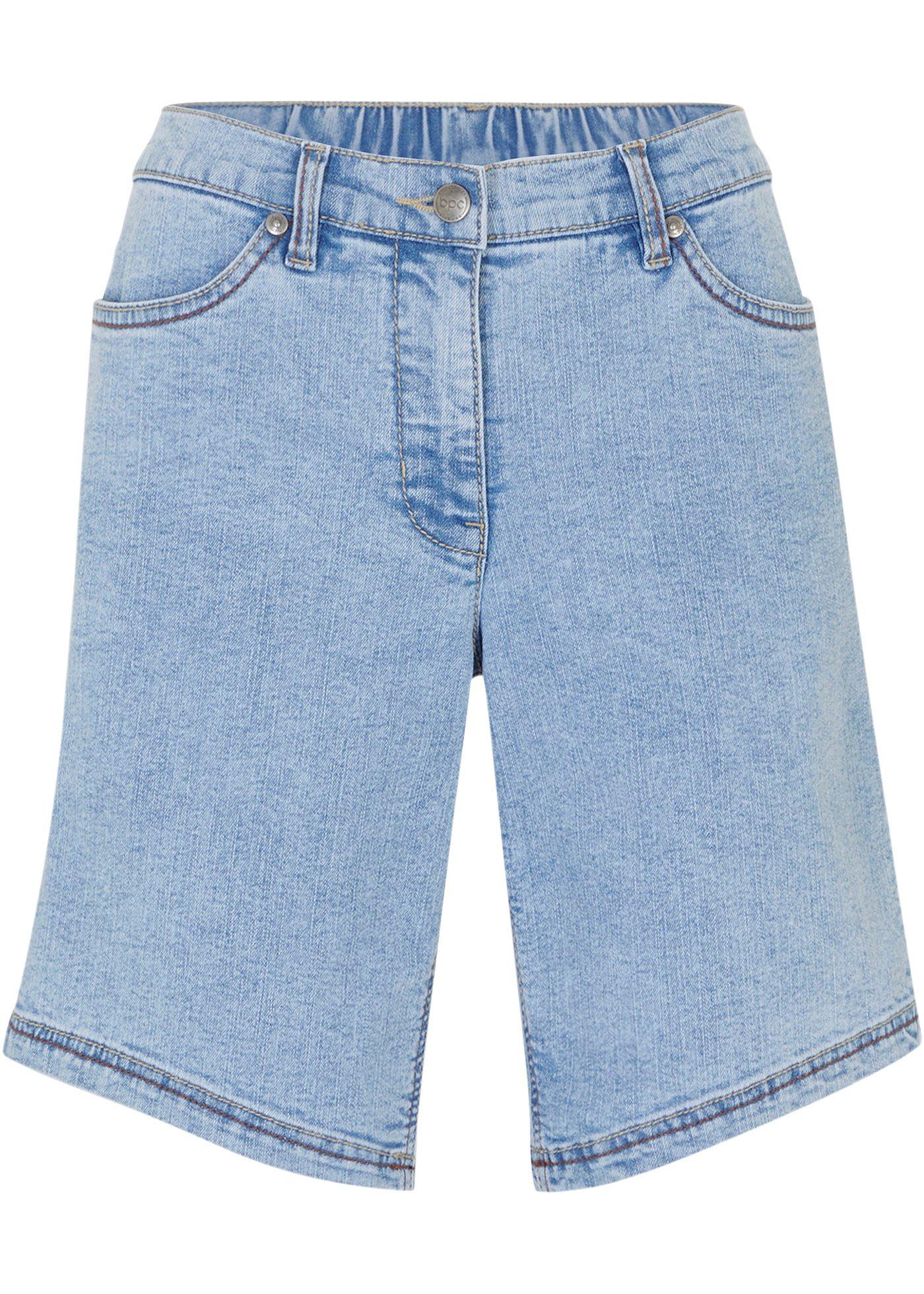 Jeans short met schuine randen en comfortband