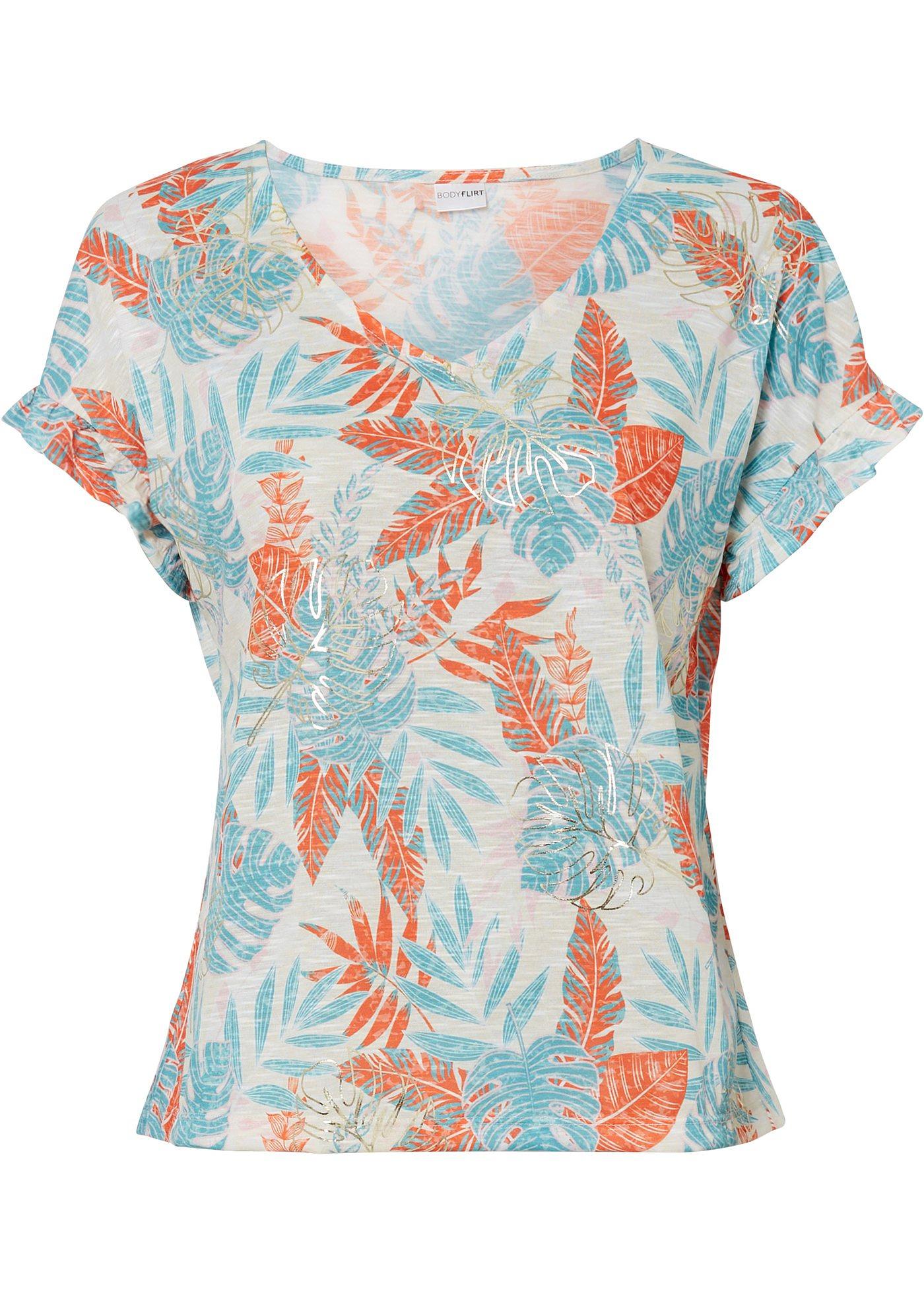 Shirt met glanzende print