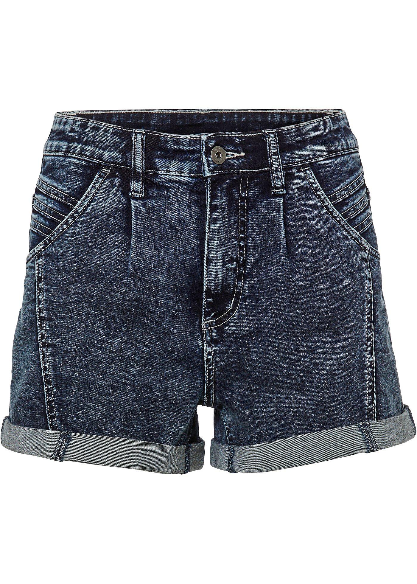 Jeans short met siernaden