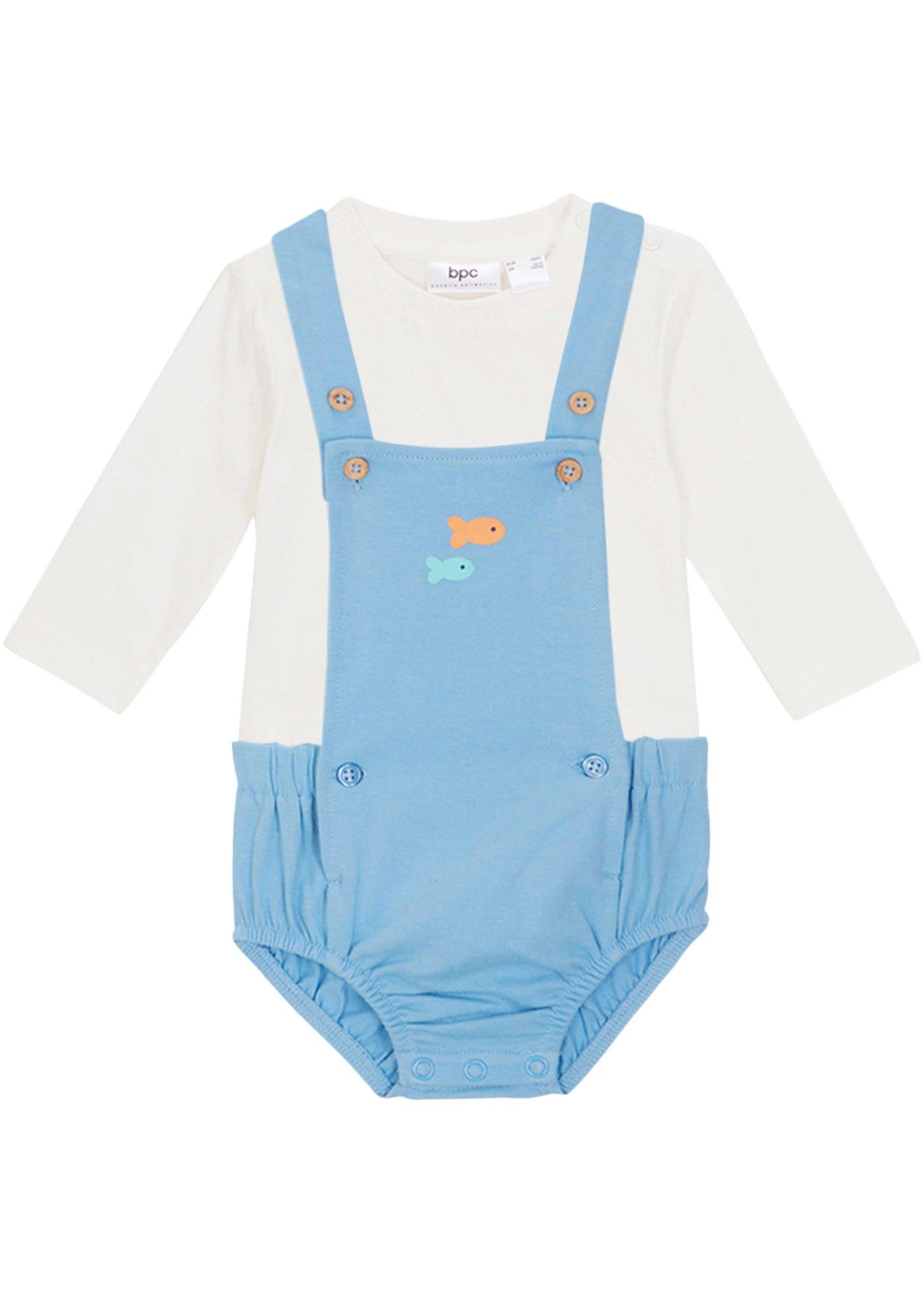 Baby korte tuinbroek en longsleeve van biologisch katoen (2-dlg. set)