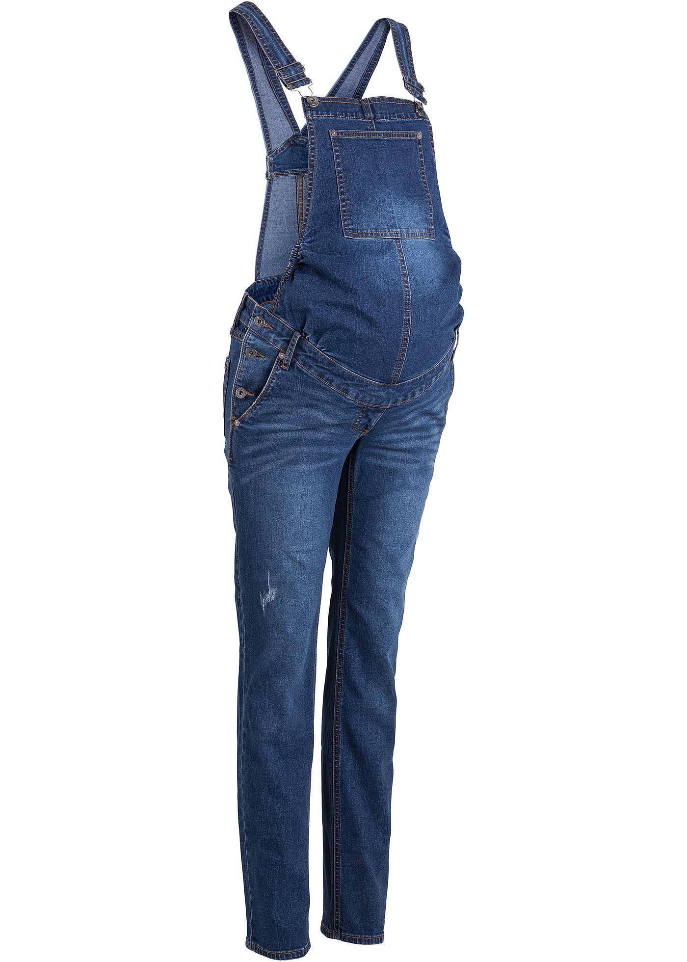 Zwangerschaps denim tuinbroek, straight