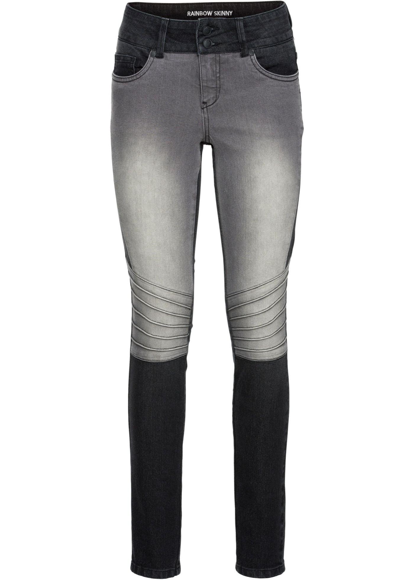 Skinny jeans tweekleurig in bikerstijl