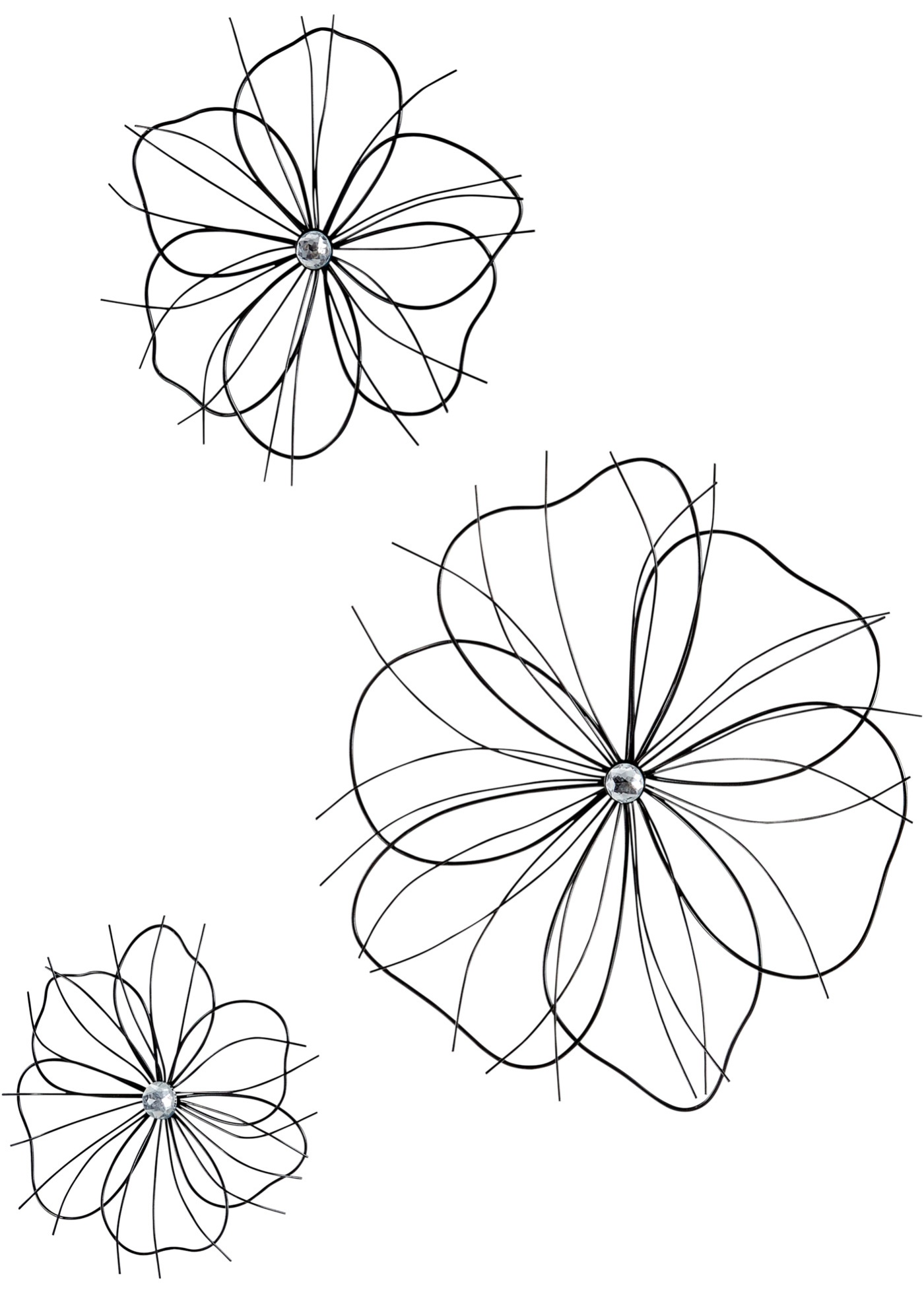 Wanddecoratie in bloemvorm (3-dlg. set)