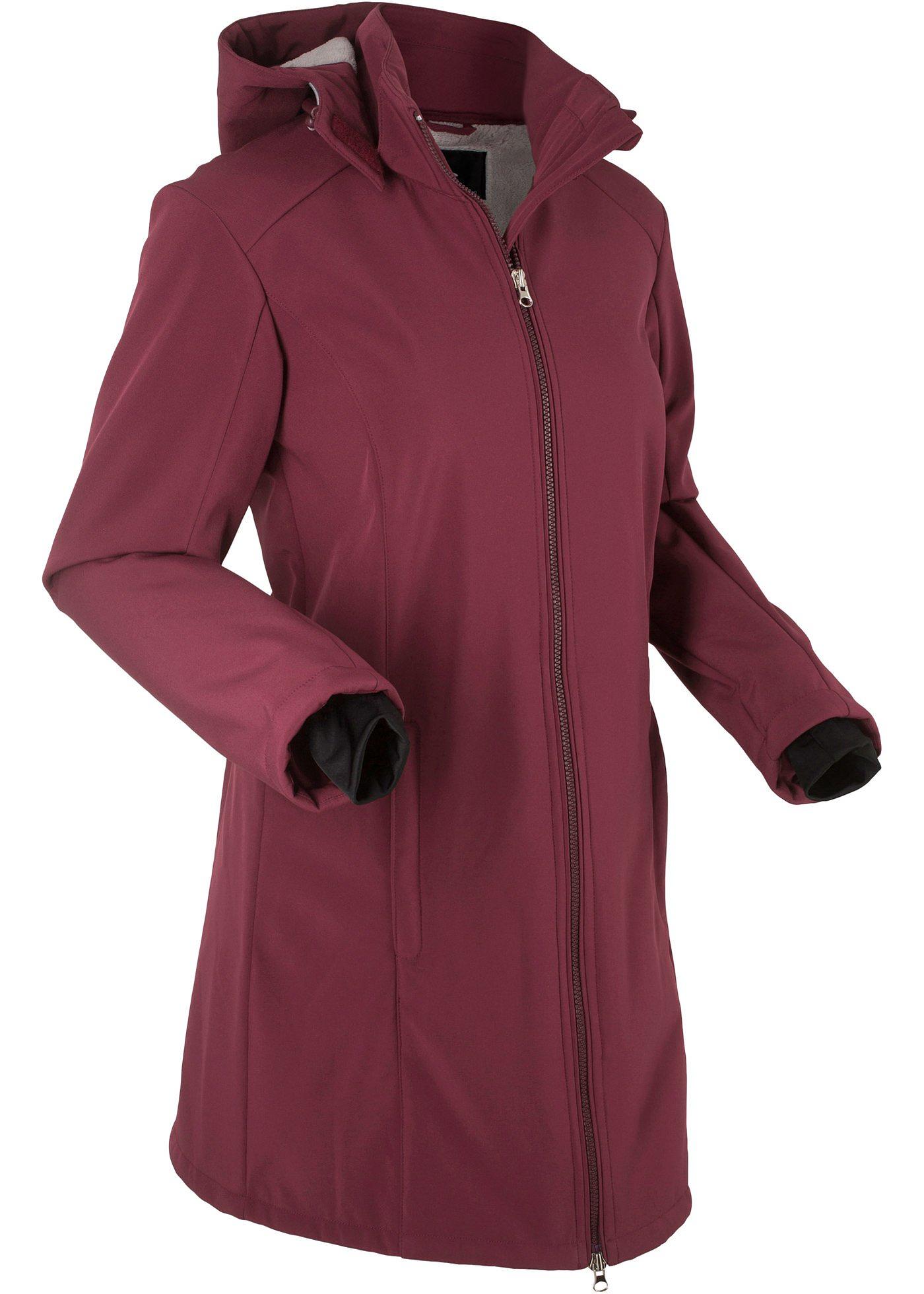 Lange softshell jas met teddyfleece