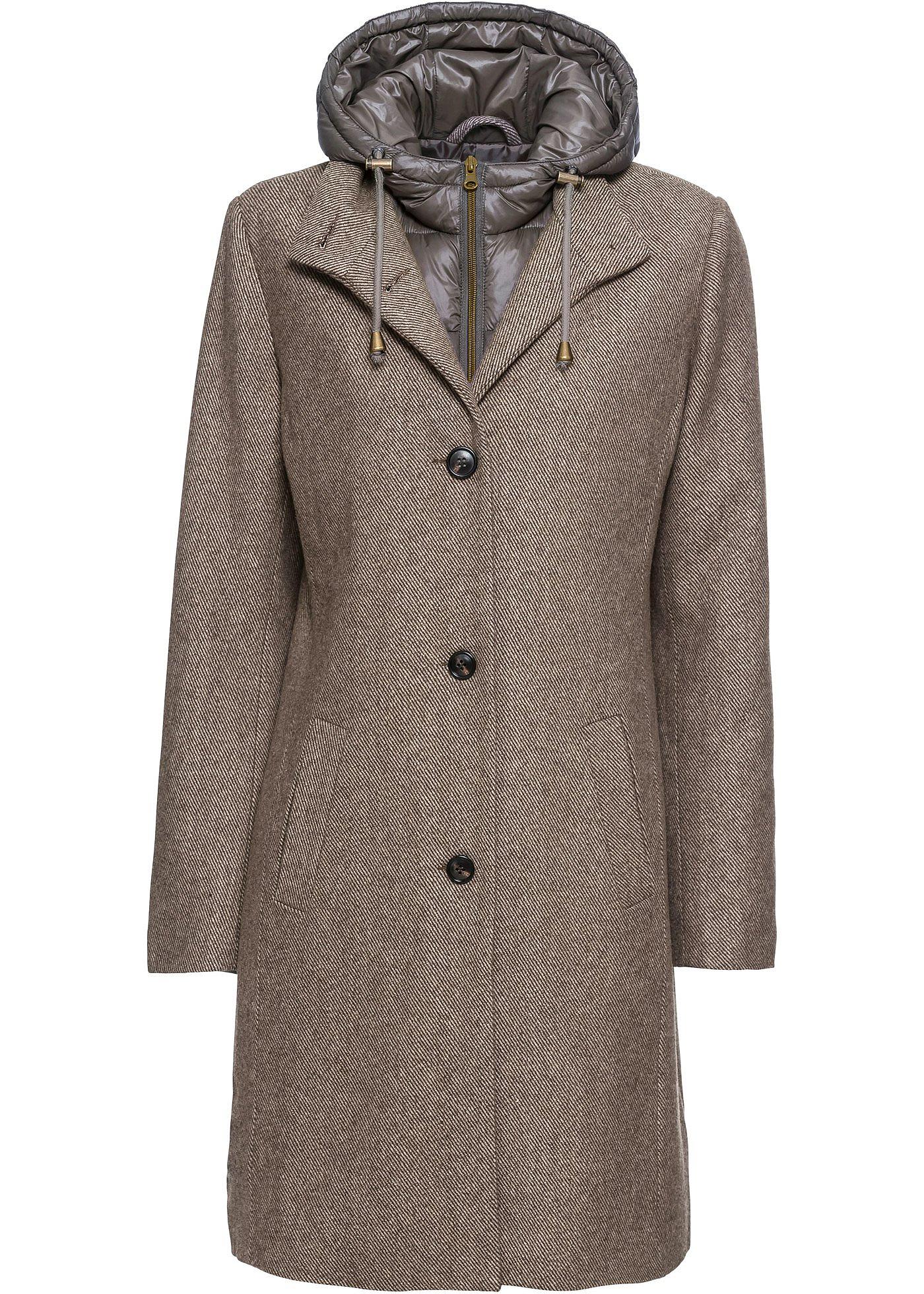 Korte coat met wol, layerlook