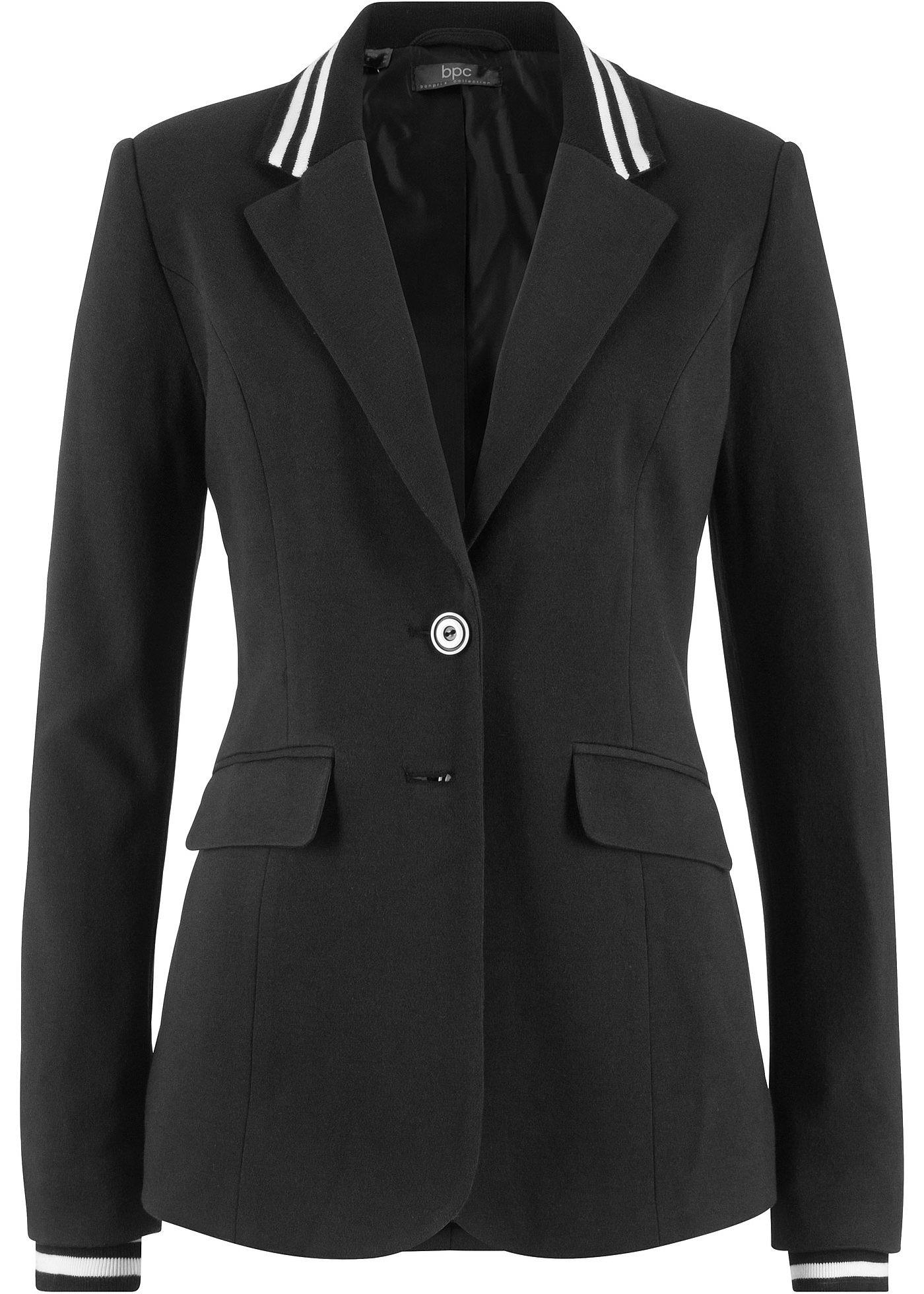 Blazer van katoen-jersey met gestreepte details