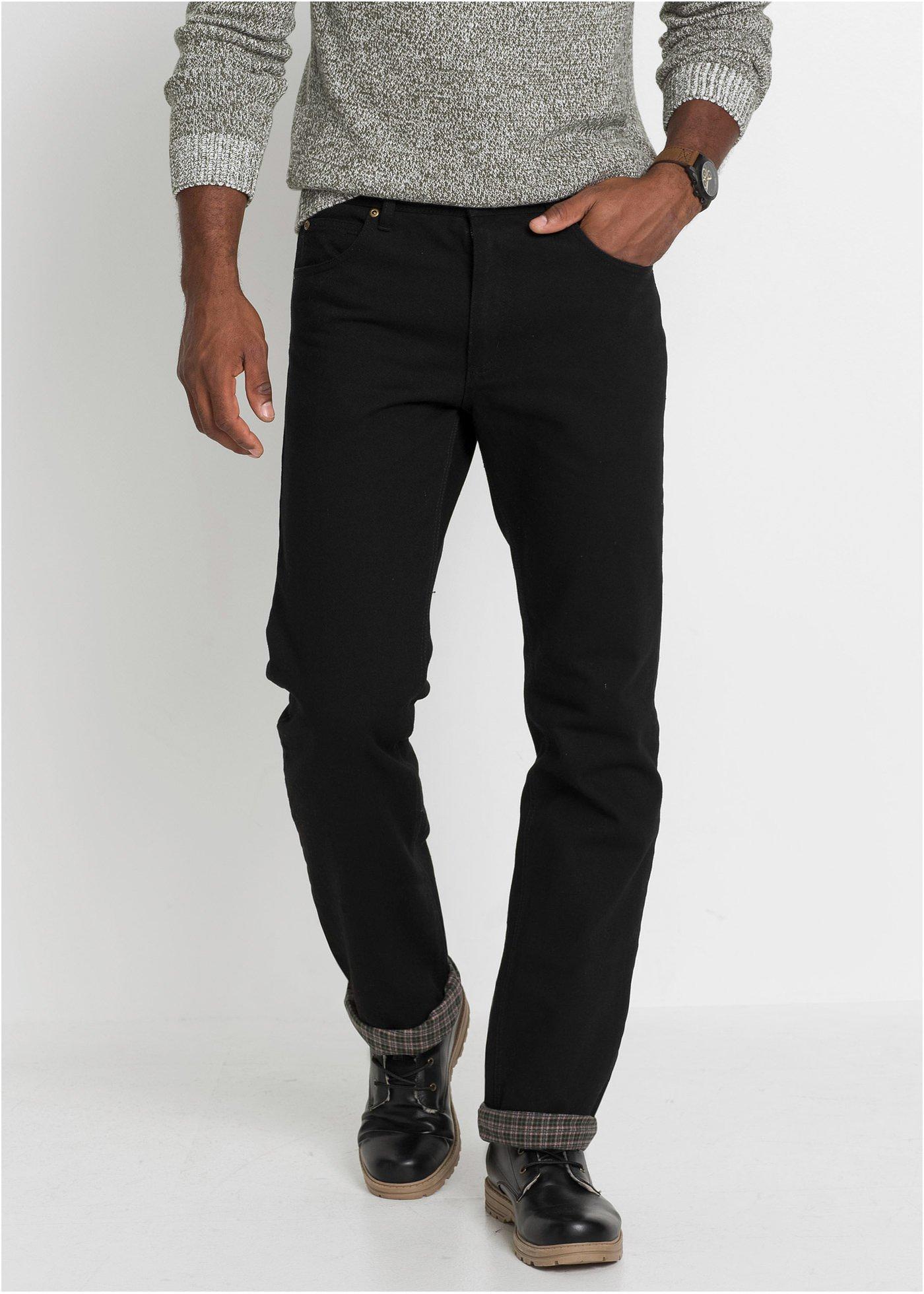 Thermojeans voor heren met een zachte voering van flanel - zwart twill ...