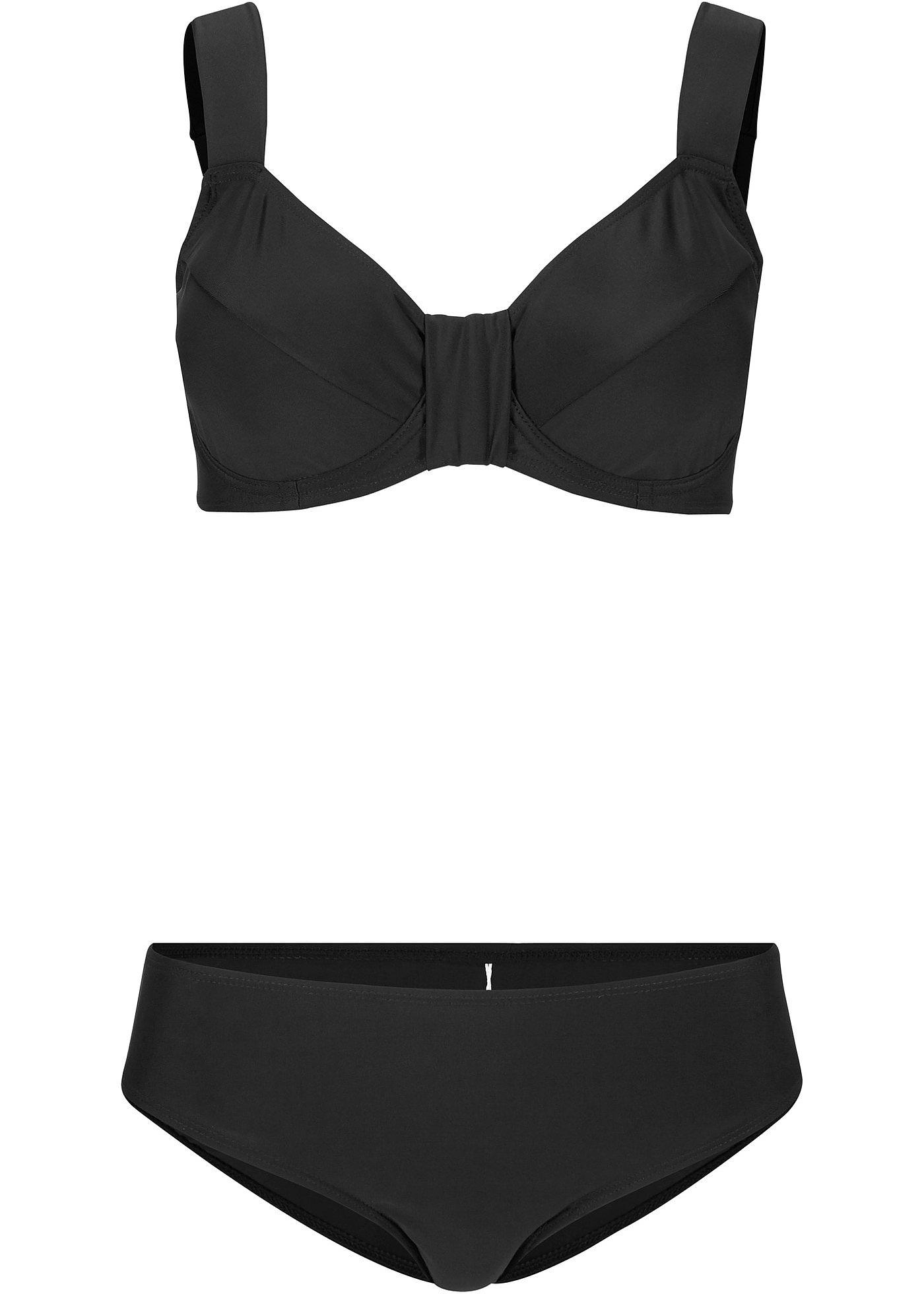 Aantrekkelijke minimizer bikini met gewatteerde schouderbandjes zwart, Cup E