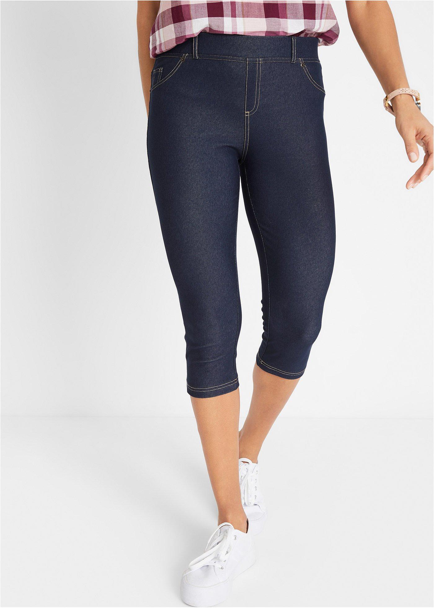 Capri legging in denim look blauw
