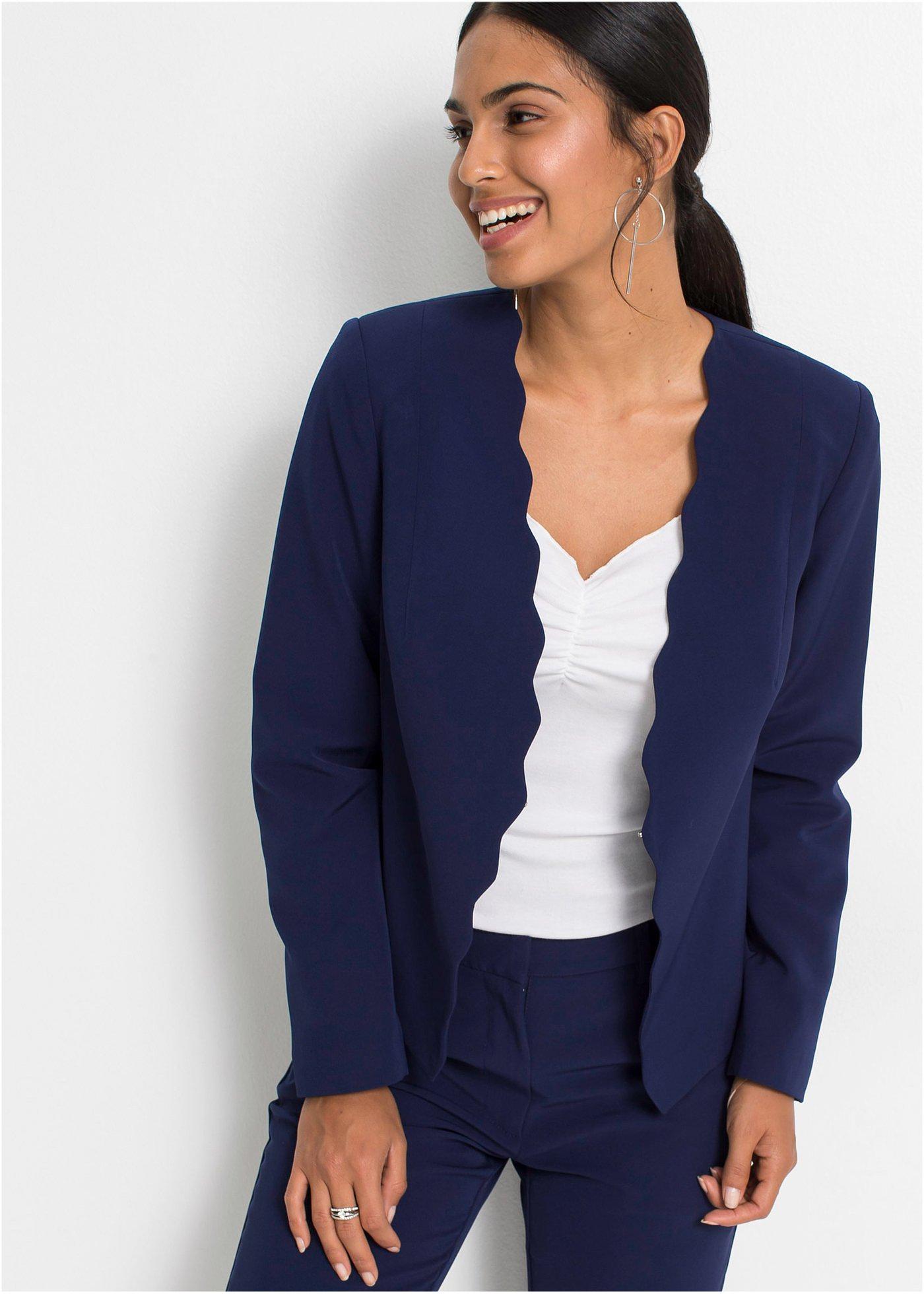 Korte blazer, lange mouw donkerblauw - BODYFLIRT koop