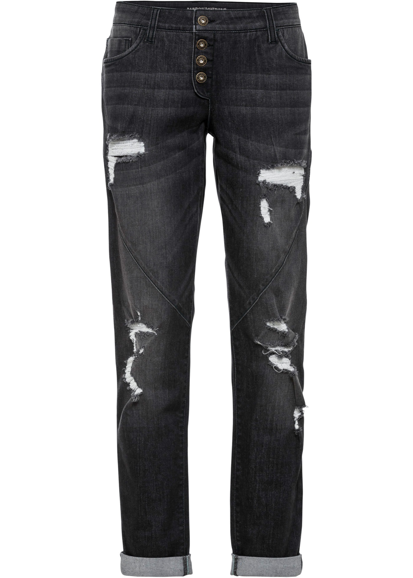 Boyfriend jeans destroyed met gerecycled polyester