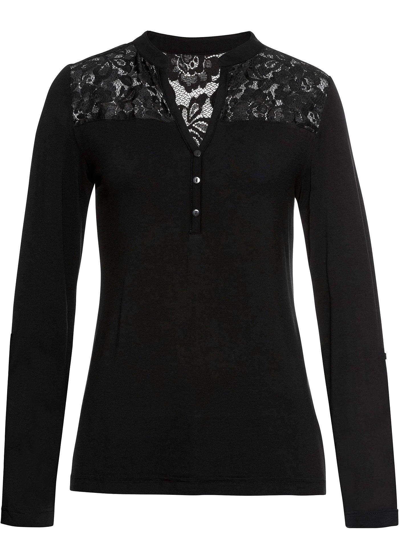 Henley shirt met kant