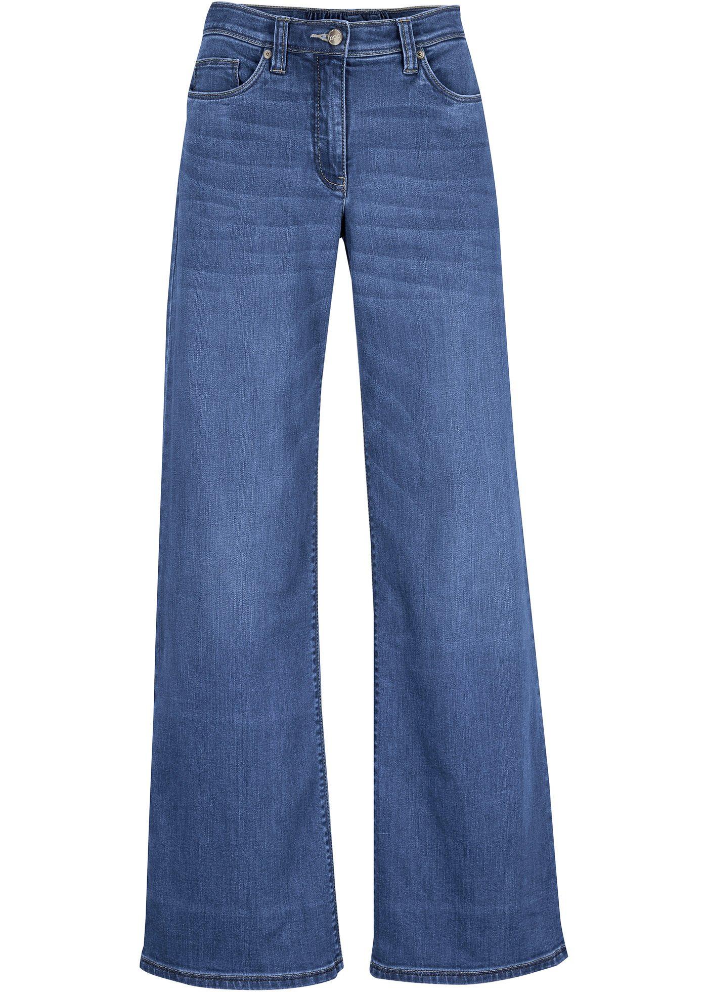 Stretch jeans met extra wijde pijpen en comfortband