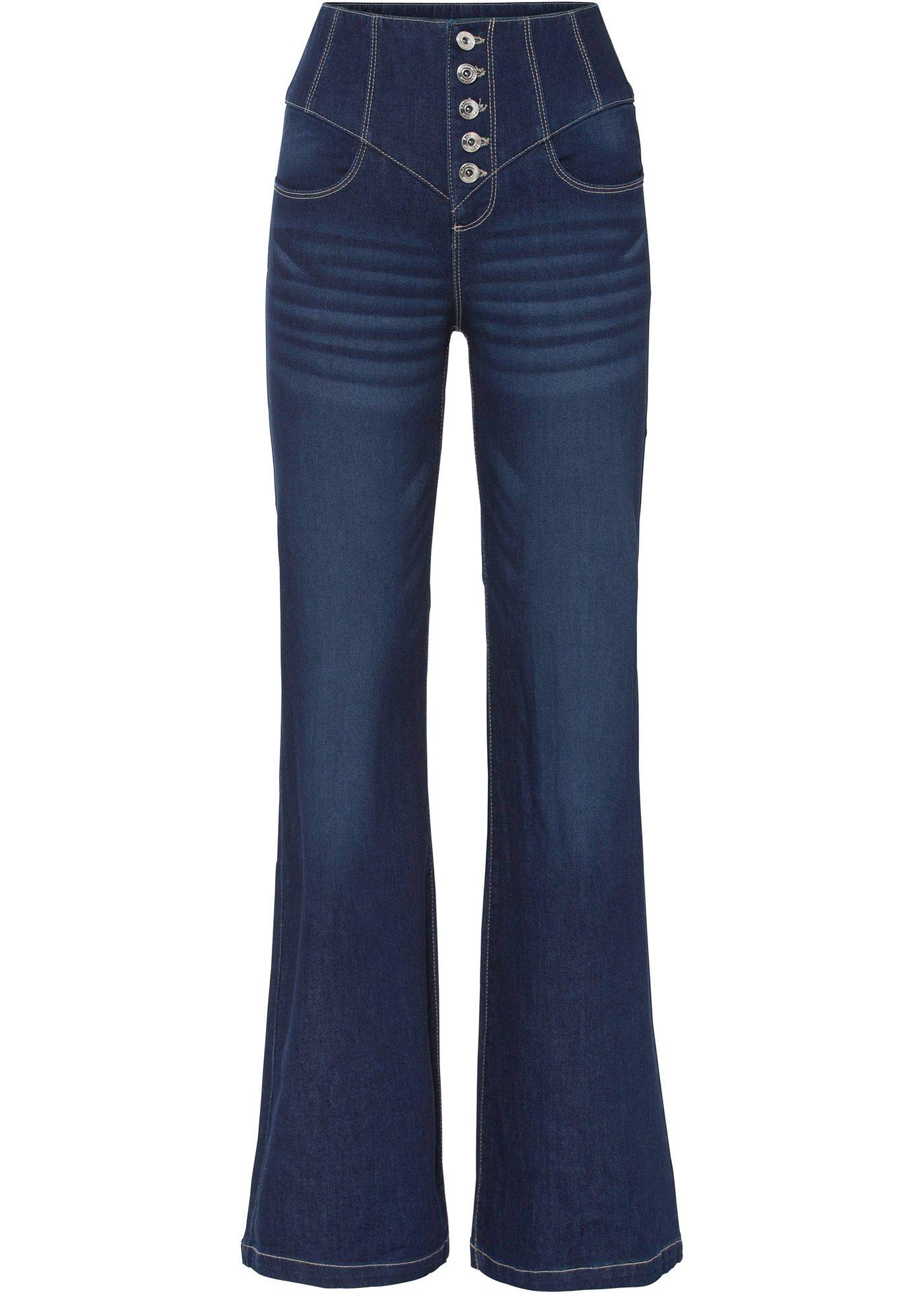 Flared jeans high-waist met gerecycled polyester